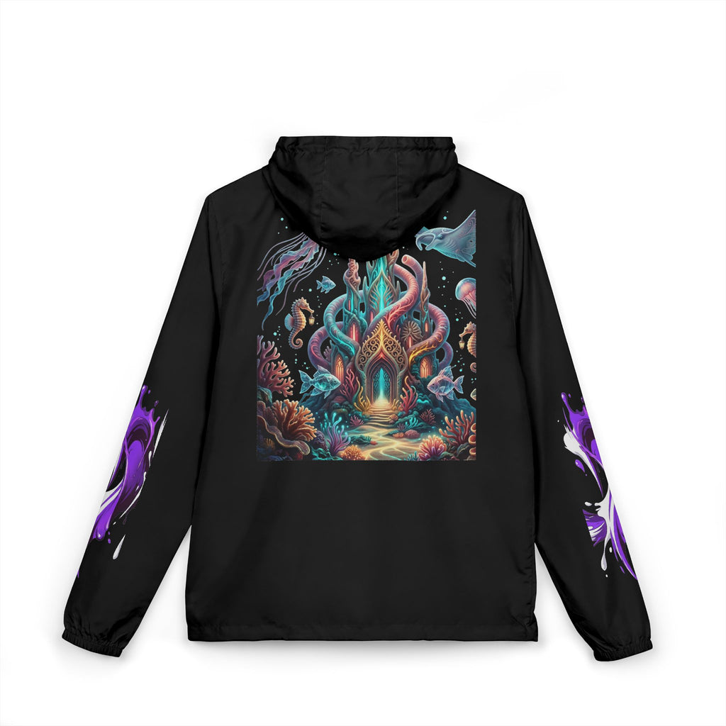Windbreaker Jacket — Enchanted Coral Reef Print Hooded Shell