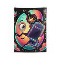Cute Hatching Egg Phone Tapestry — Colorful Neon Cartoon Wall Hanging
