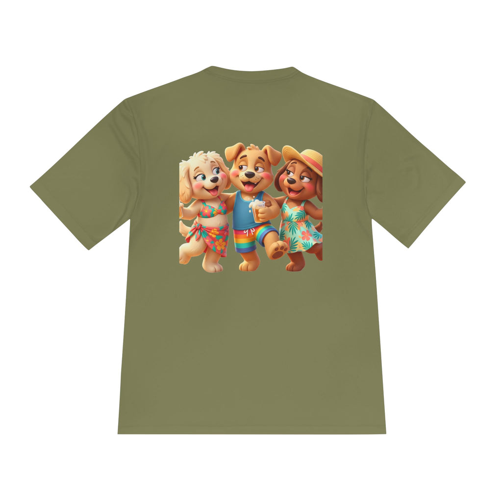 Beach Vibes Moisture-Wicking Tee — 'BEACH!!' Arch Logo