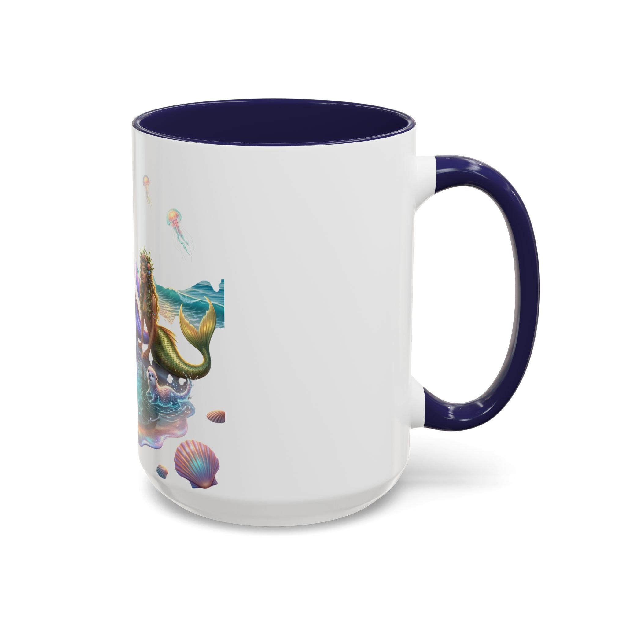Mermaid Trio Accent Coffee Mug — Colorful Ocean Fantasy 11/15oz
