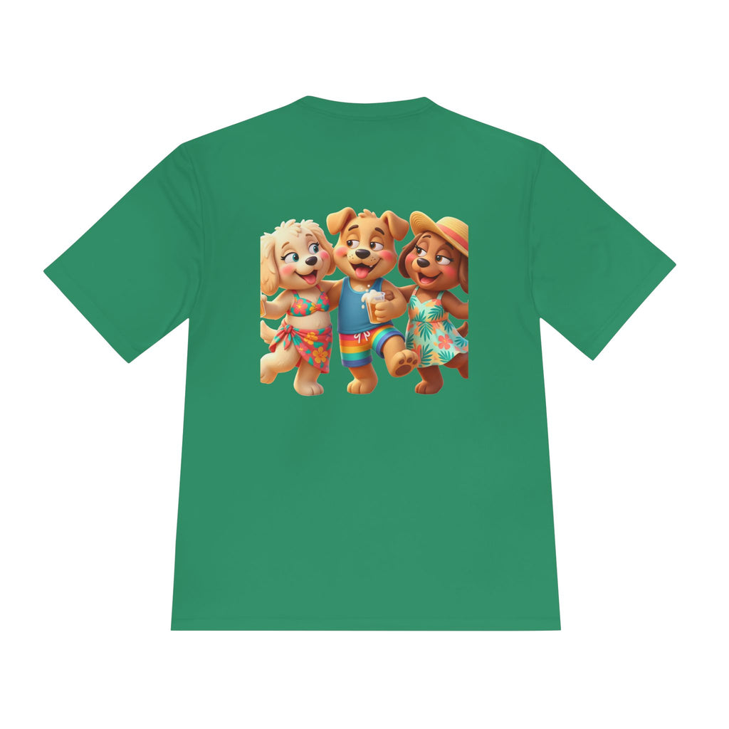 Beach Vibes Moisture-Wicking Tee — 'BEACH!!' Arch Logo