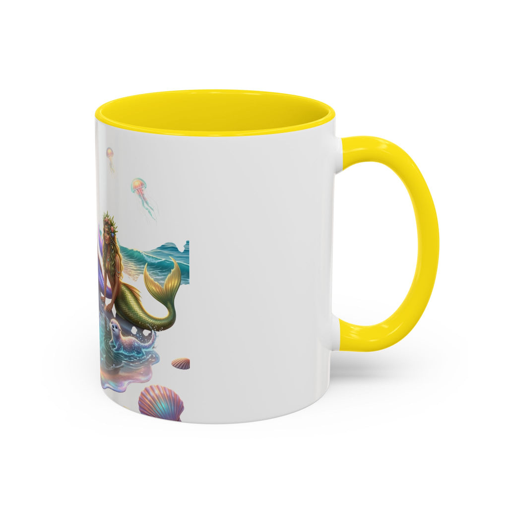 Mermaid Trio Accent Coffee Mug — Colorful Ocean Fantasy 11/15oz