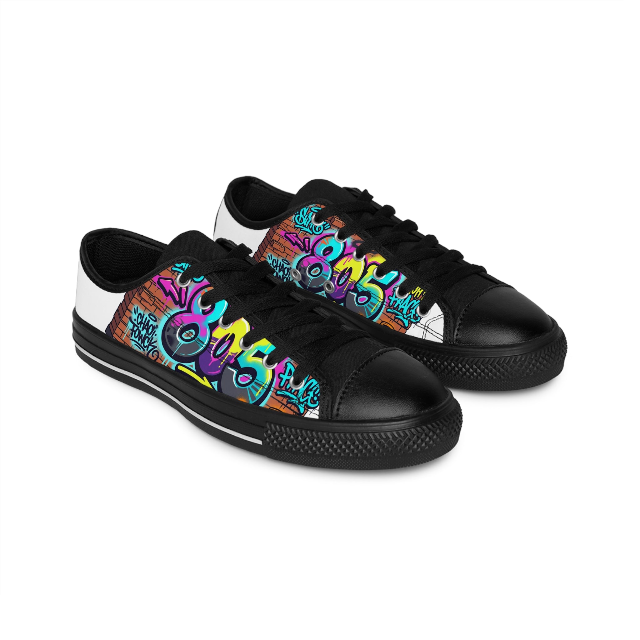 Graffiti Street Art Sneakers — Men's Urban Casual Shoes with Colorful Wall Mural Design