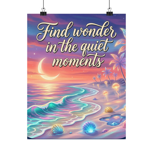 Find Wonder in the Quiet Moments Satin Poster — Inspirational Beach Wall Art