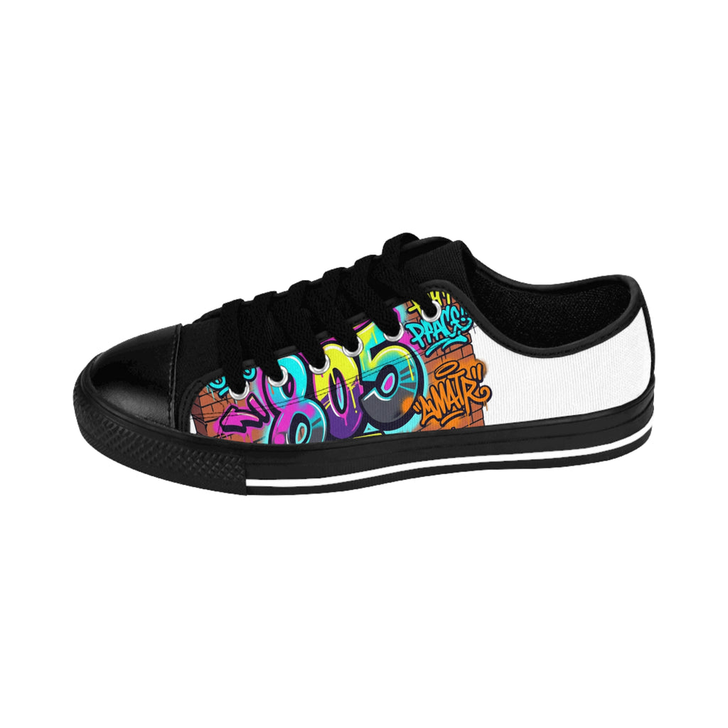 Graffiti Street Art Sneakers — Men's Urban Casual Shoes with Colorful Wall Mural Design