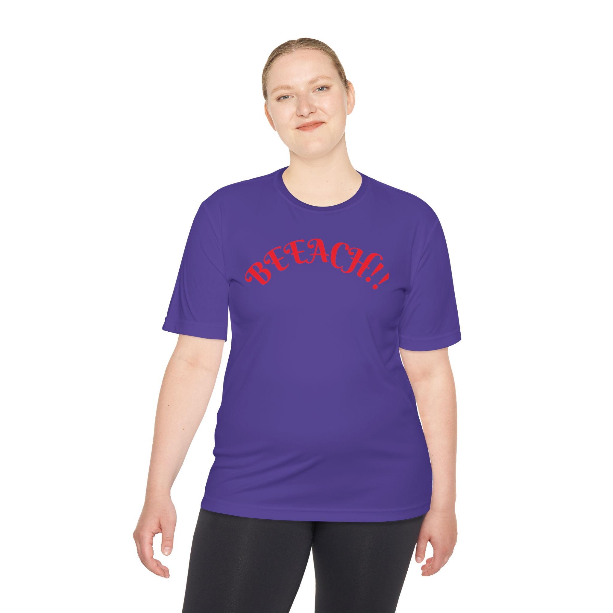 Beach Vibes Moisture-Wicking Tee — 'BEACH!!' Arch Logo