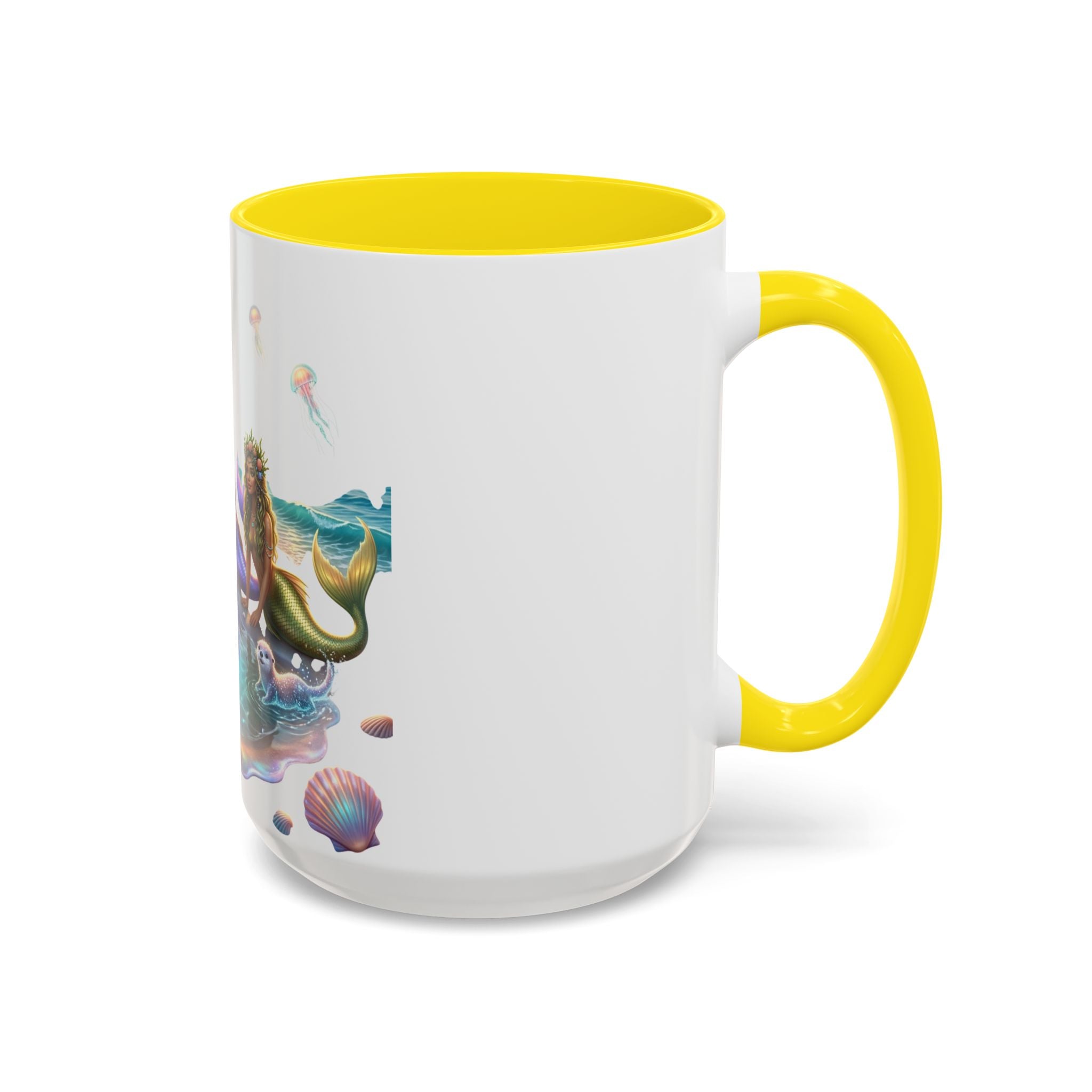 Mermaid Trio Accent Coffee Mug — Colorful Ocean Fantasy 11/15oz