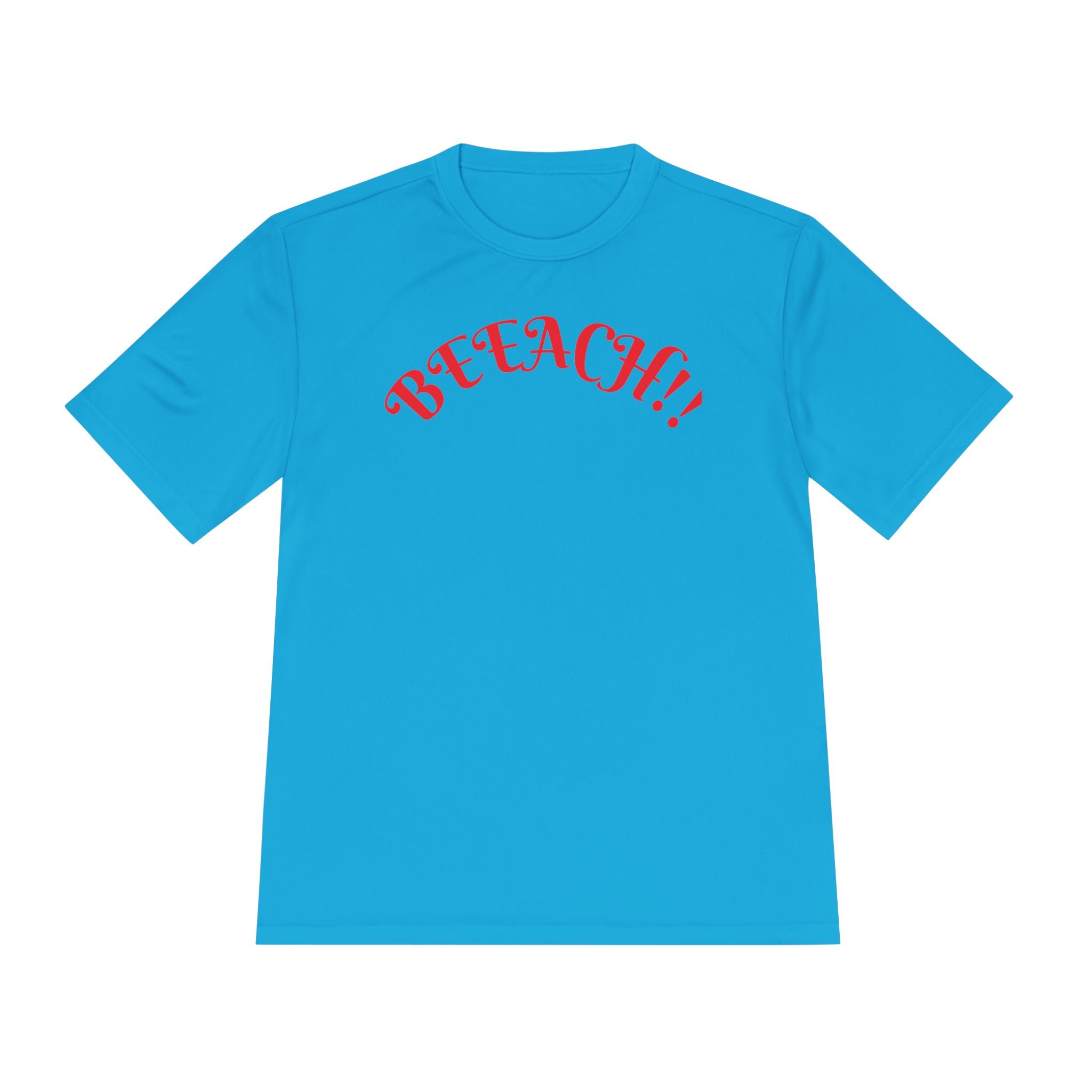 Beach Vibes Moisture-Wicking Tee — 'BEACH!!' Arch Logo