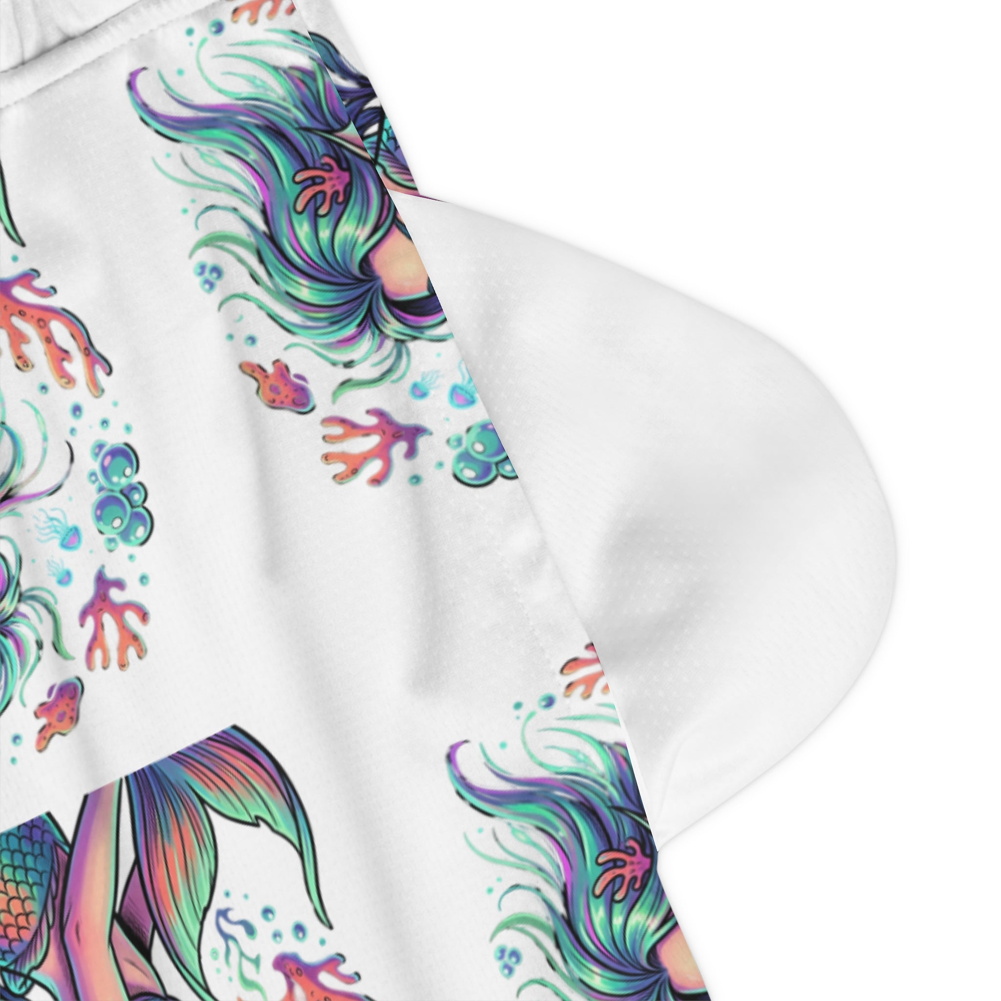 Mermaid Print Basketball Shorts — Colorful All-Over-Print Athletic Shorts