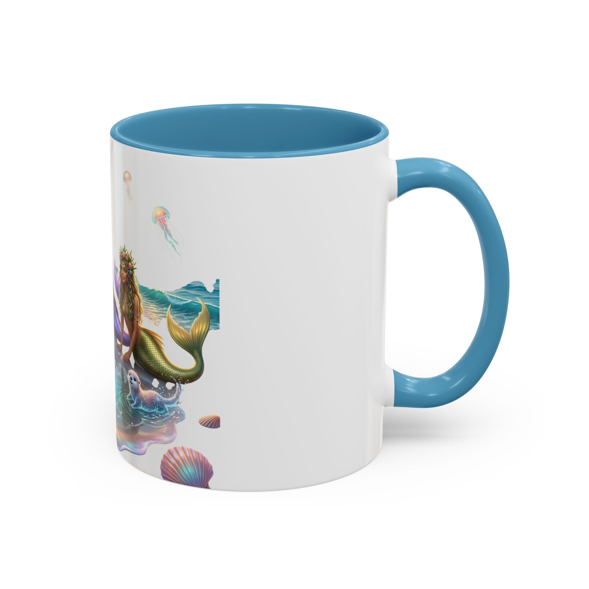 Mermaid Trio Accent Coffee Mug — Colorful Ocean Fantasy 11/15oz