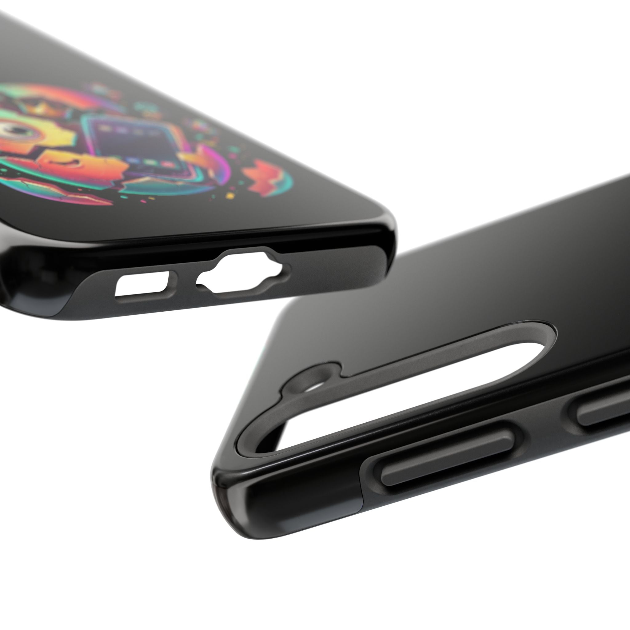 Hatchling Phone Case — Cute Neon Egg Character Holding Smartphone