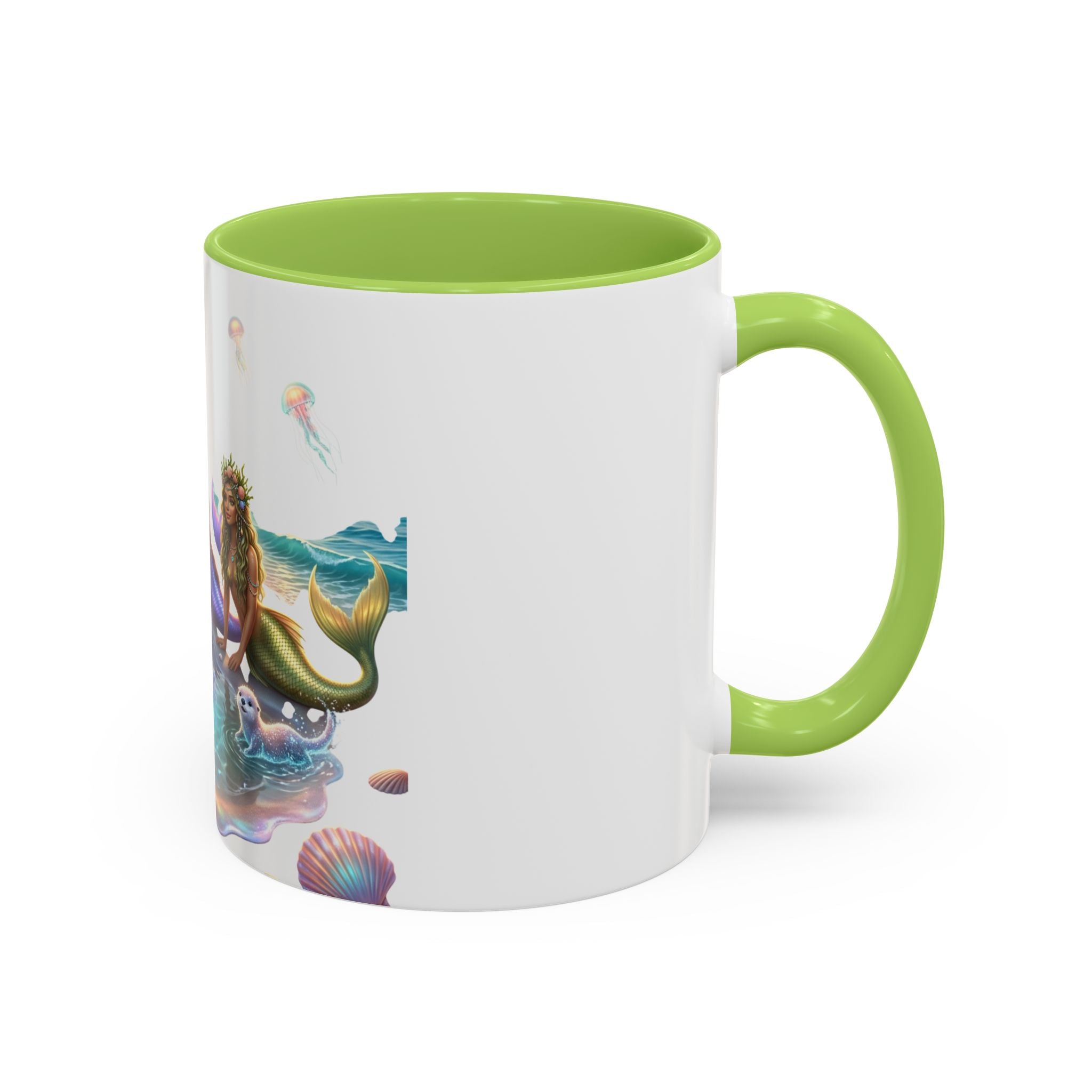 Mermaid Trio Accent Coffee Mug — Colorful Ocean Fantasy 11/15oz