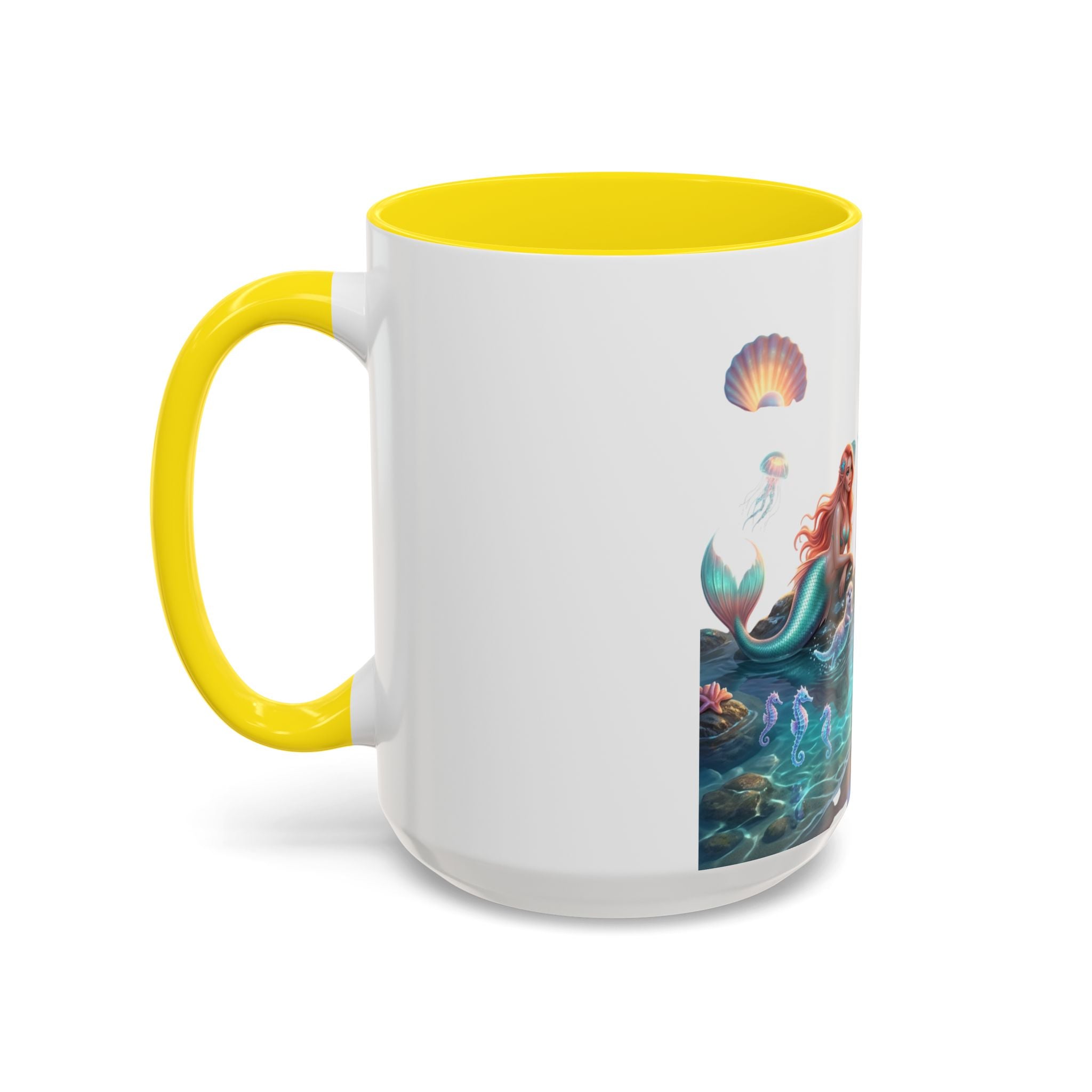 Mermaid Trio Accent Coffee Mug — Colorful Ocean Fantasy 11/15oz