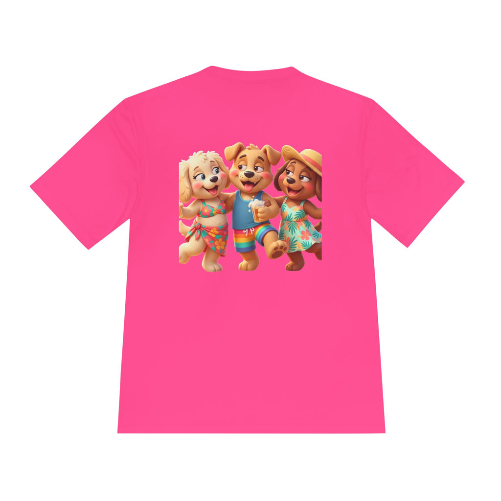 Beach Vibes Moisture-Wicking Tee — 'BEACH!!' Arch Logo
