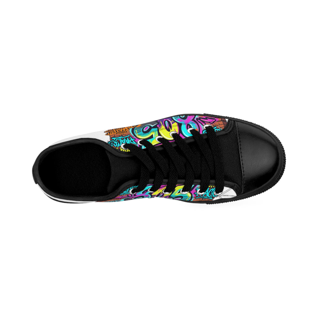 Graffiti Street Art Sneakers — Men's Urban Casual Shoes with Colorful Wall Mural Design