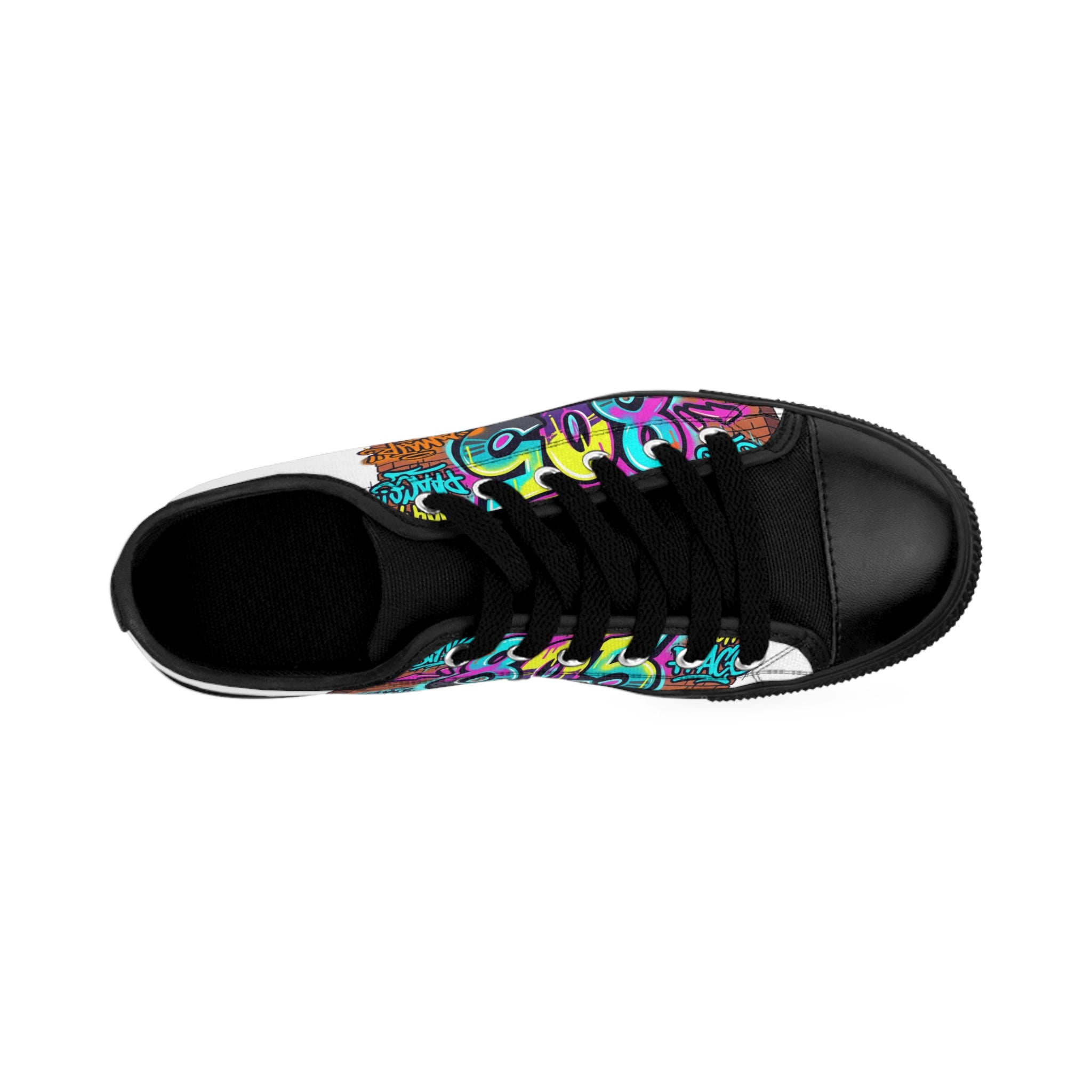 Graffiti Street Art Sneakers — Men's Urban Casual Shoes with Colorful Wall Mural Design