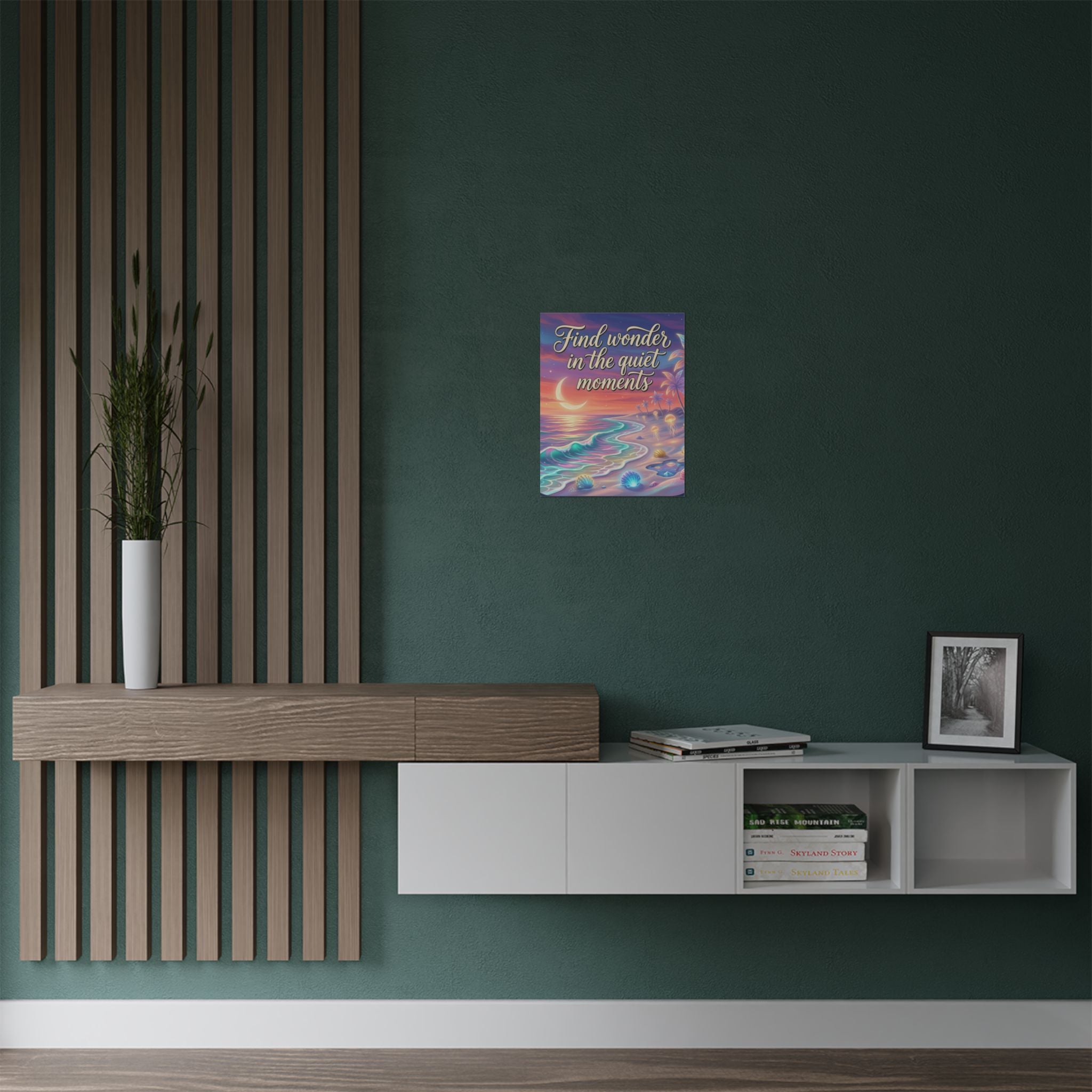 Find Wonder in the Quiet Moments Satin Poster — Inspirational Beach Wall Art