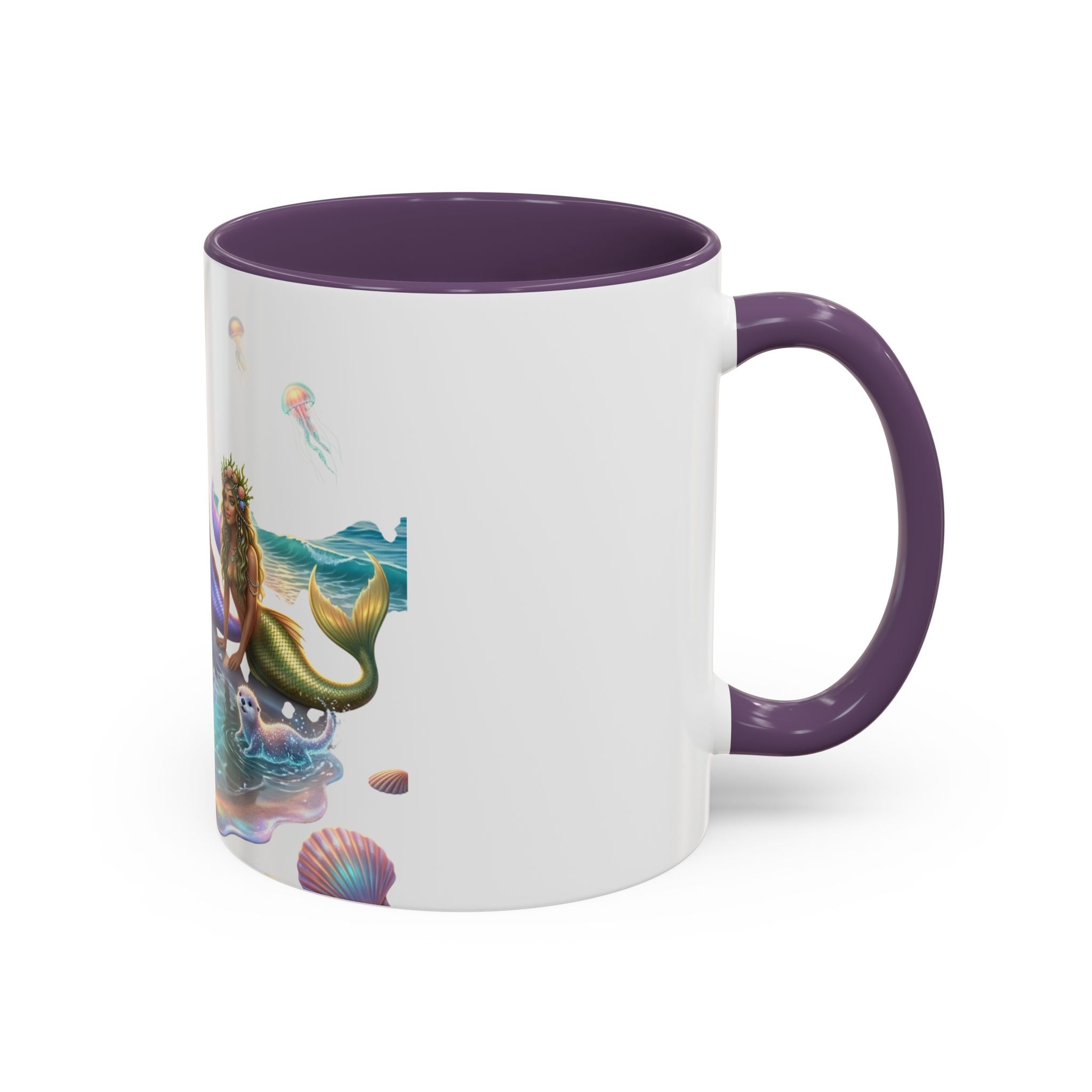 Mermaid Trio Accent Coffee Mug — Colorful Ocean Fantasy 11/15oz