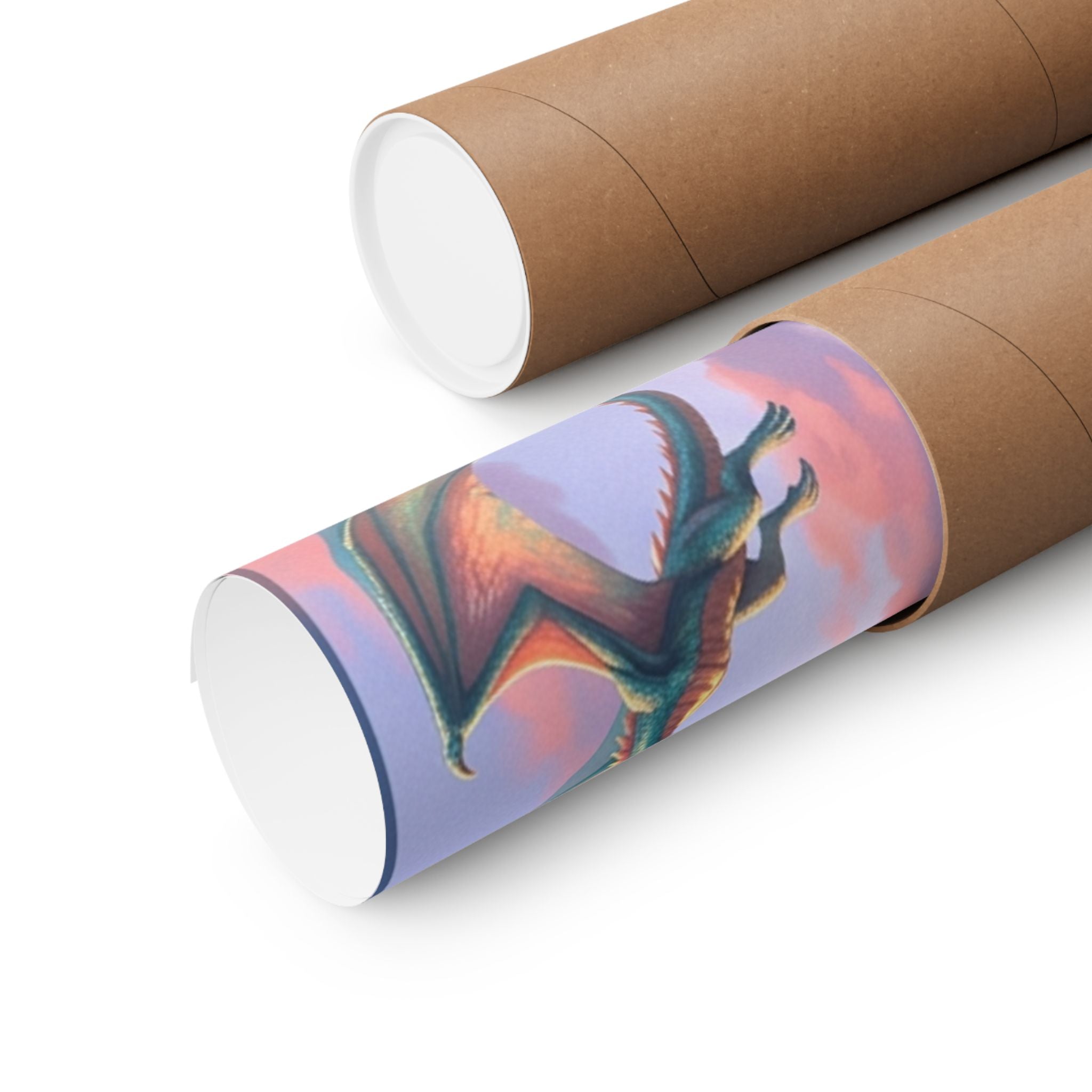 Dragon Sunset Matte Vertical Poster — Fantasy Castle Wall Art