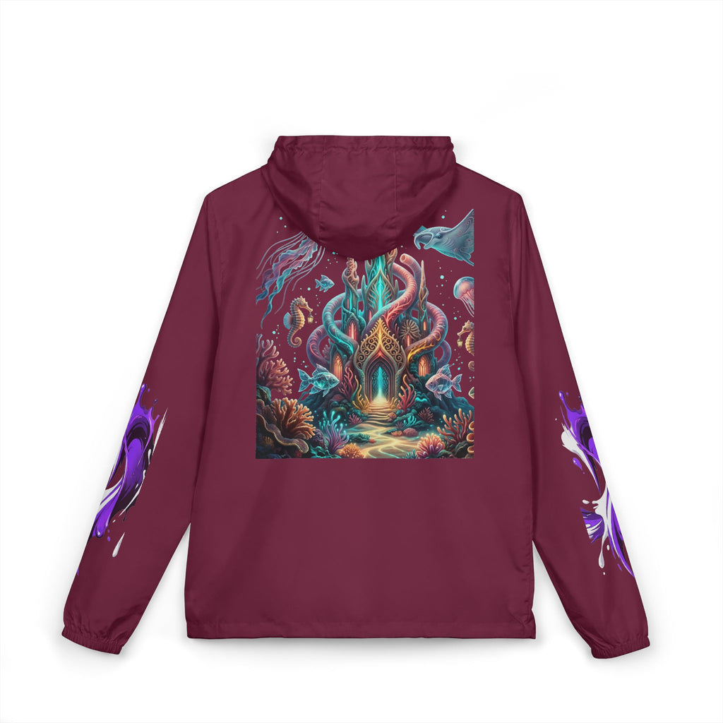 Windbreaker Jacket — Enchanted Coral Reef Print Hooded Shell