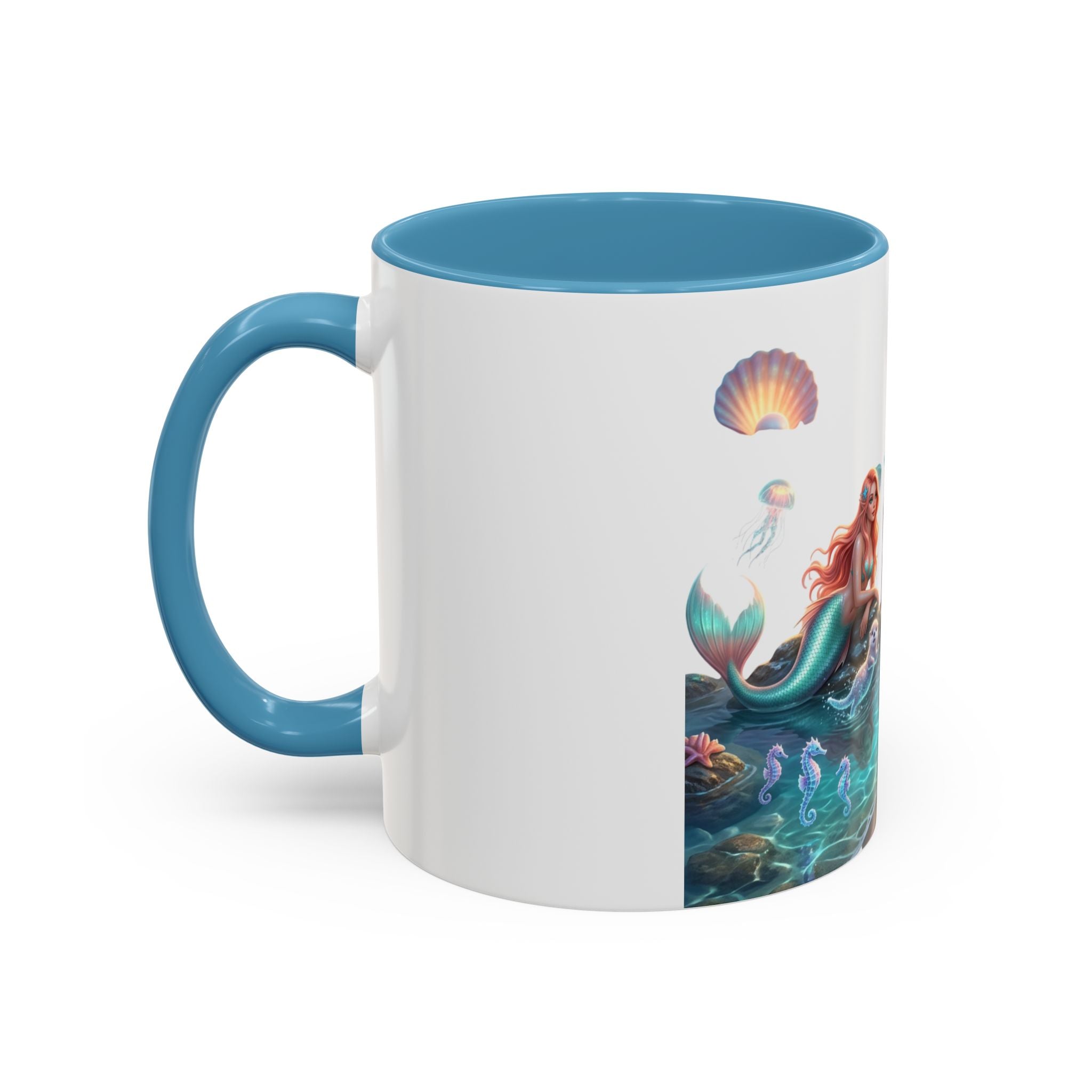Mermaid Trio Accent Coffee Mug — Colorful Ocean Fantasy 11/15oz
