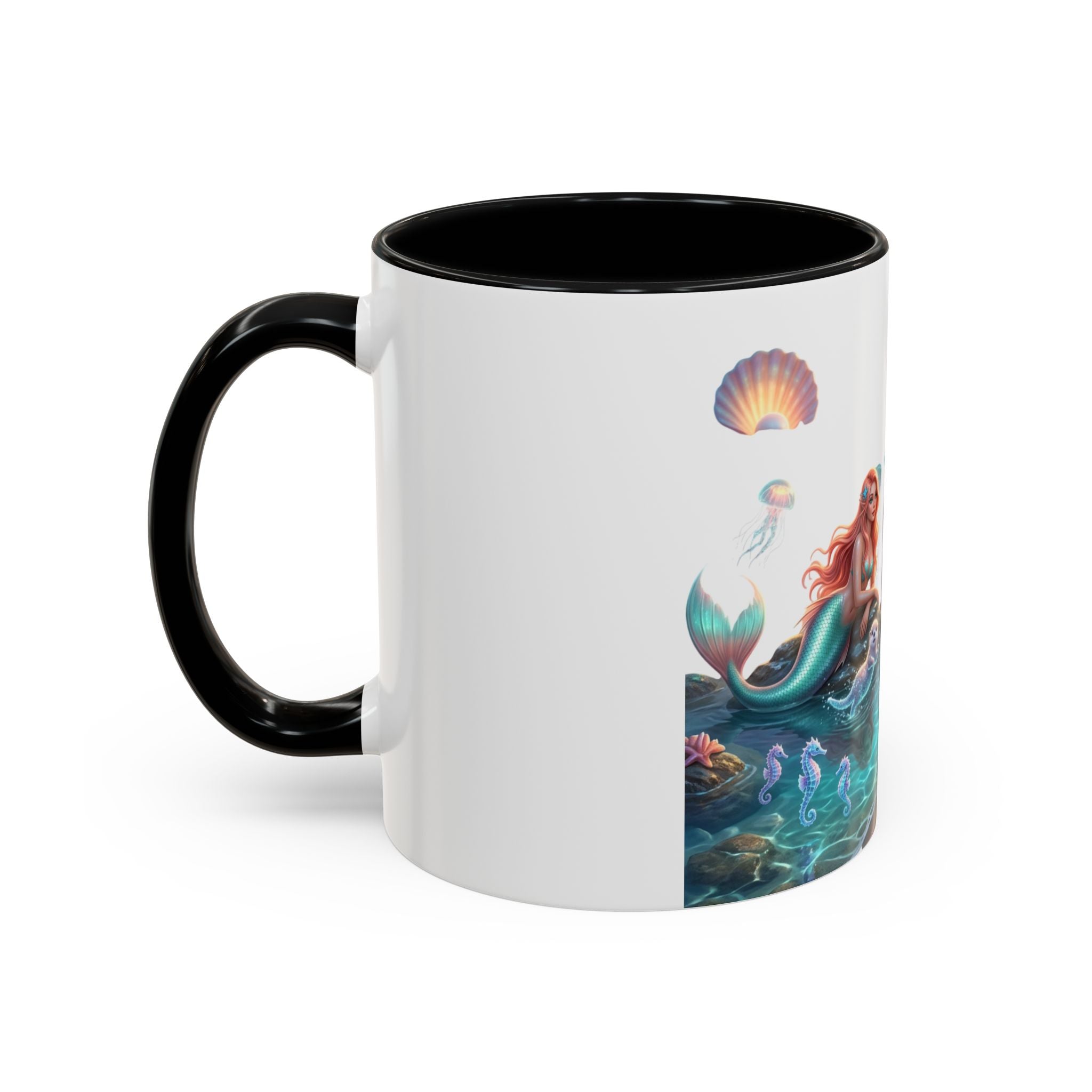 Mermaid Trio Accent Coffee Mug — Colorful Ocean Fantasy 11/15oz