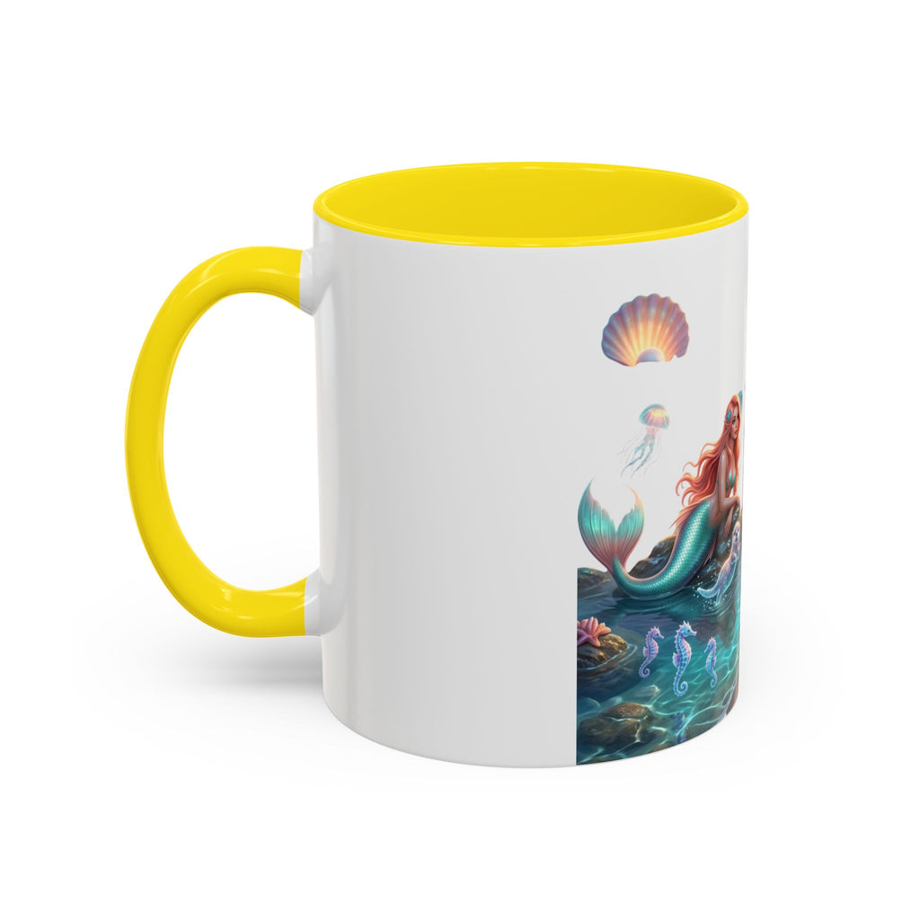 Mermaid Trio Accent Coffee Mug — Colorful Ocean Fantasy 11/15oz