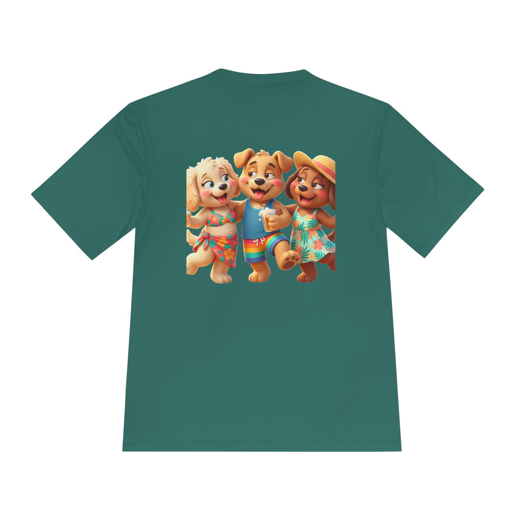 Beach Vibes Moisture-Wicking Tee — 'BEACH!!' Arch Logo