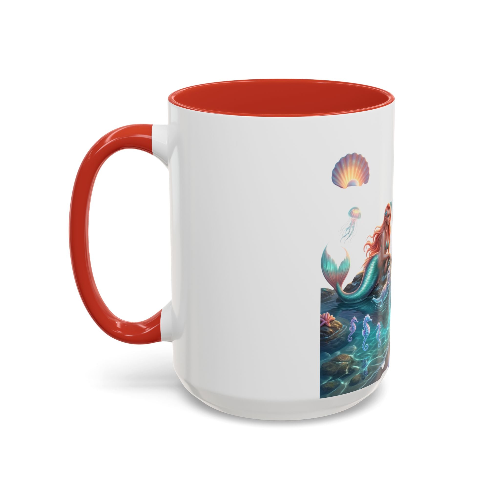 Mermaid Trio Accent Coffee Mug — Colorful Ocean Fantasy 11/15oz