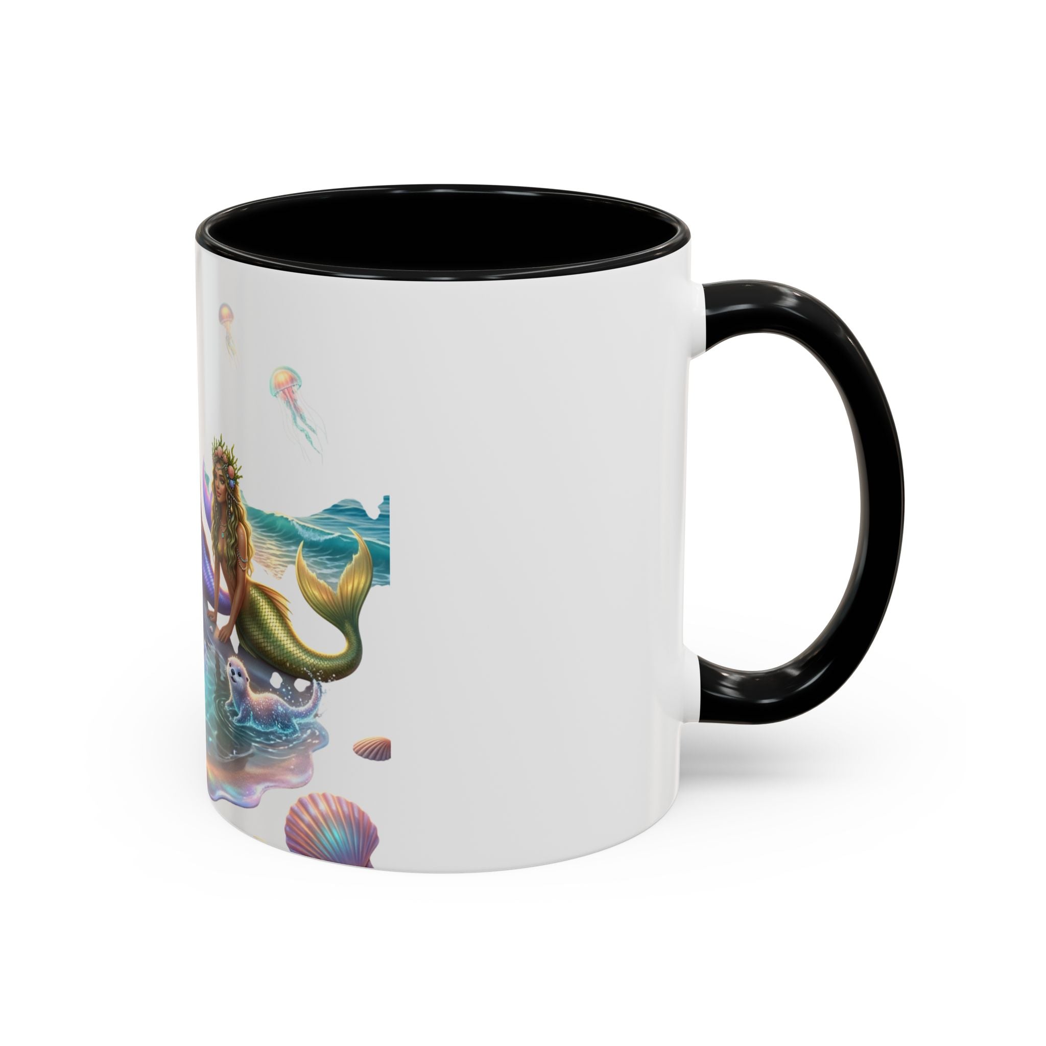 Mermaid Trio Accent Coffee Mug — Colorful Ocean Fantasy 11/15oz