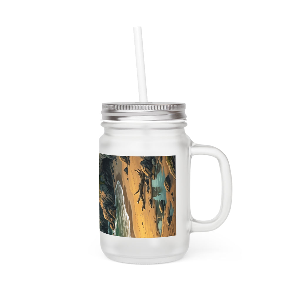 Enchanted Castle Mason Jar Tumbler - Fairy Tale Scenic Drink Jar with Straw