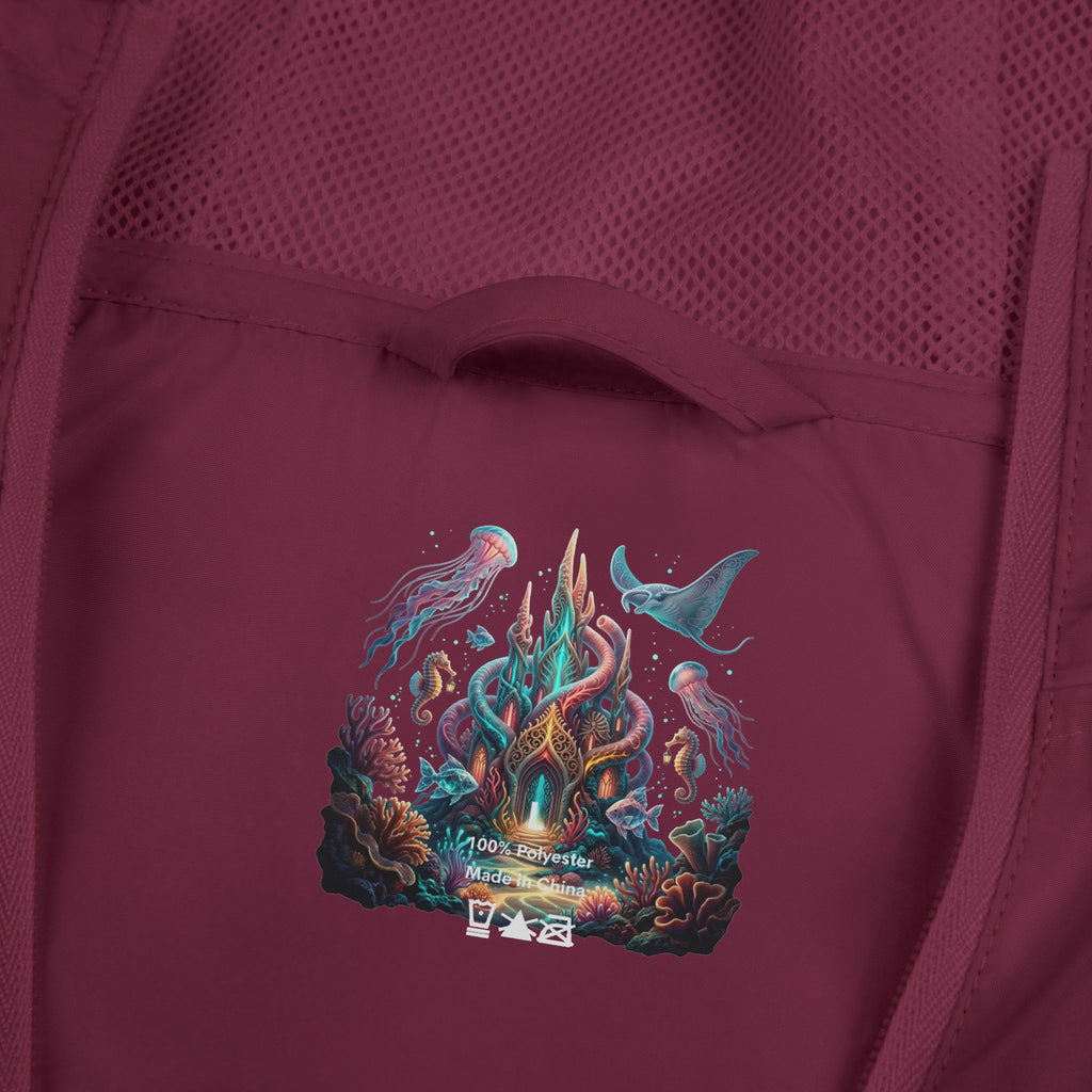 Windbreaker Jacket — Enchanted Coral Reef Print Hooded Shell