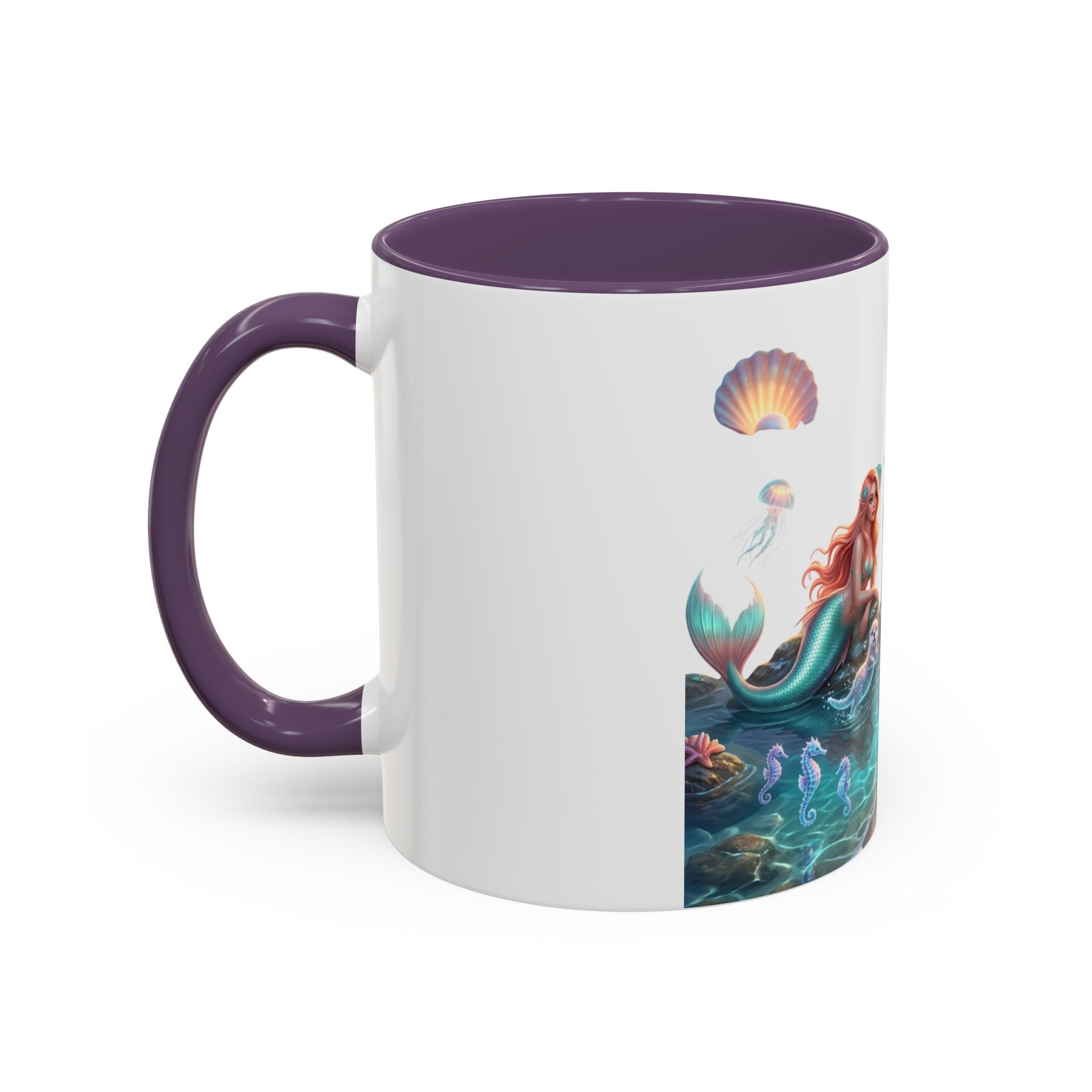 Mermaid Trio Accent Coffee Mug — Colorful Ocean Fantasy 11/15oz