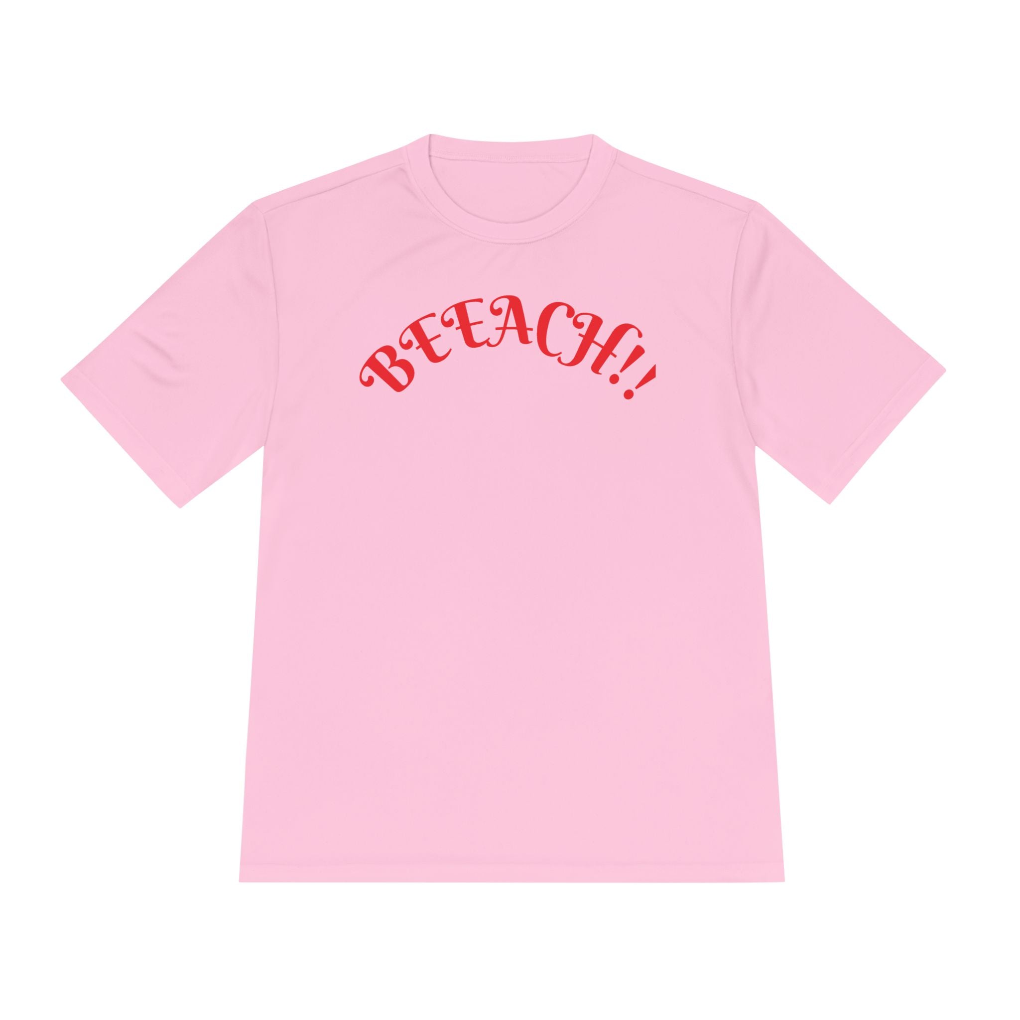 Beach Vibes Moisture-Wicking Tee — 'BEACH!!' Arch Logo