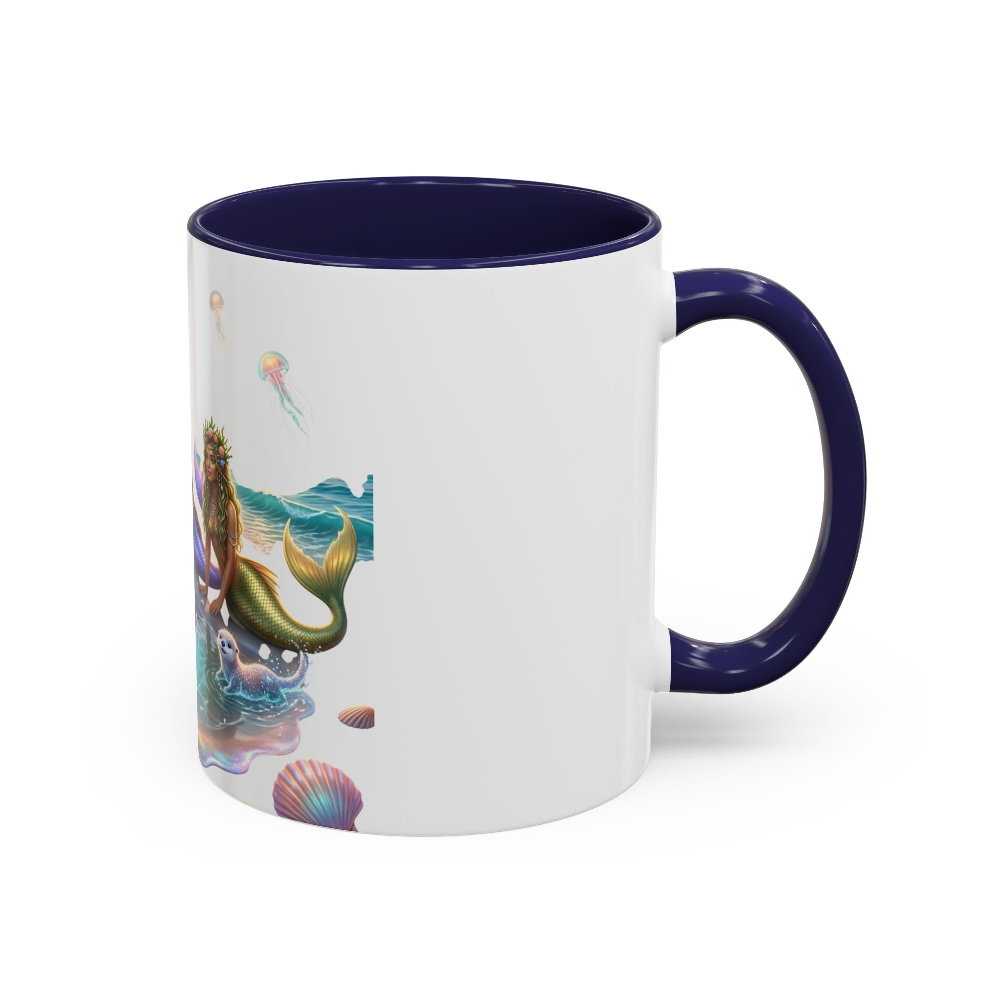 Mermaid Trio Accent Coffee Mug — Colorful Ocean Fantasy 11/15oz
