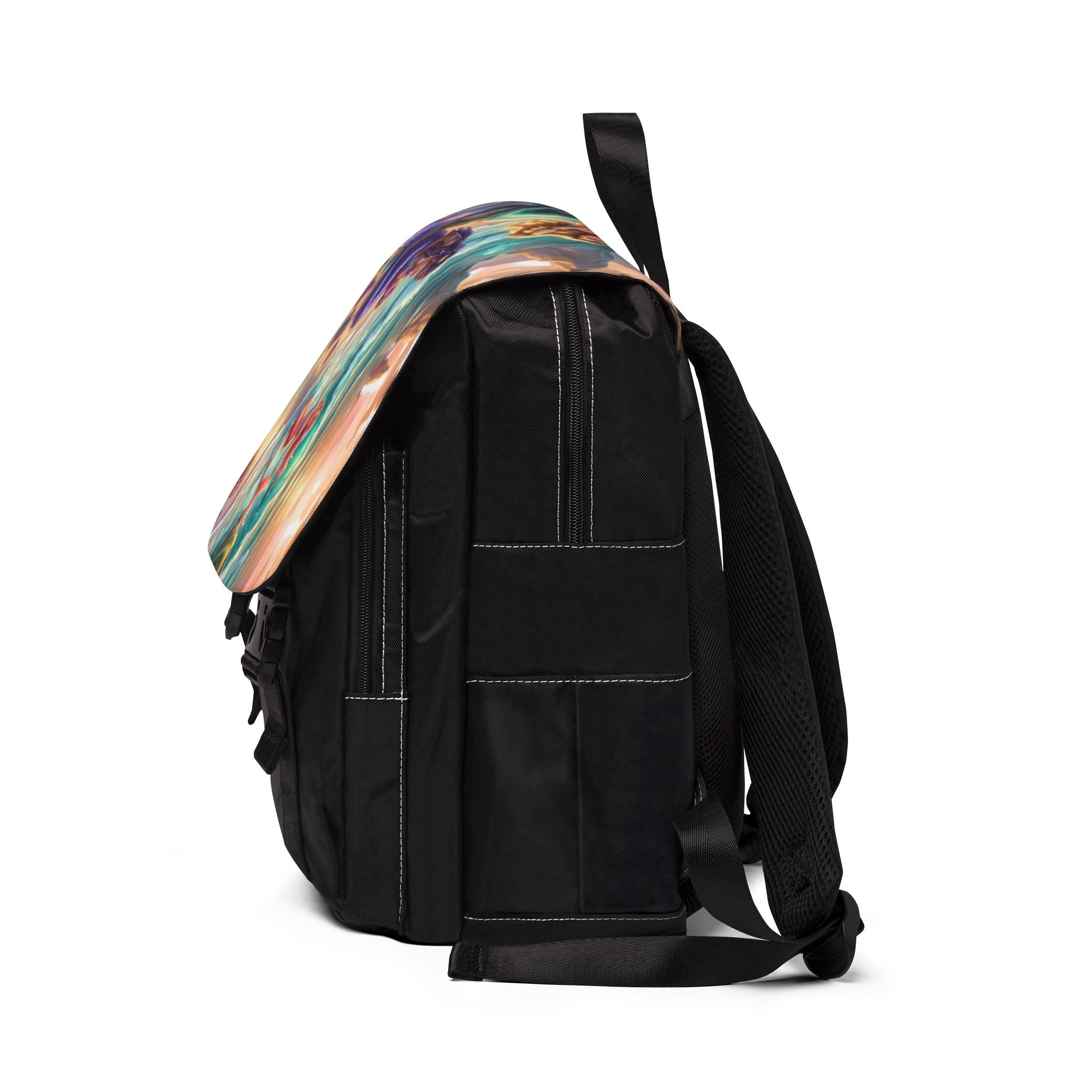 Mermaid Beach Scene Backpack — Colorful Ocean Print Shoulder Bag