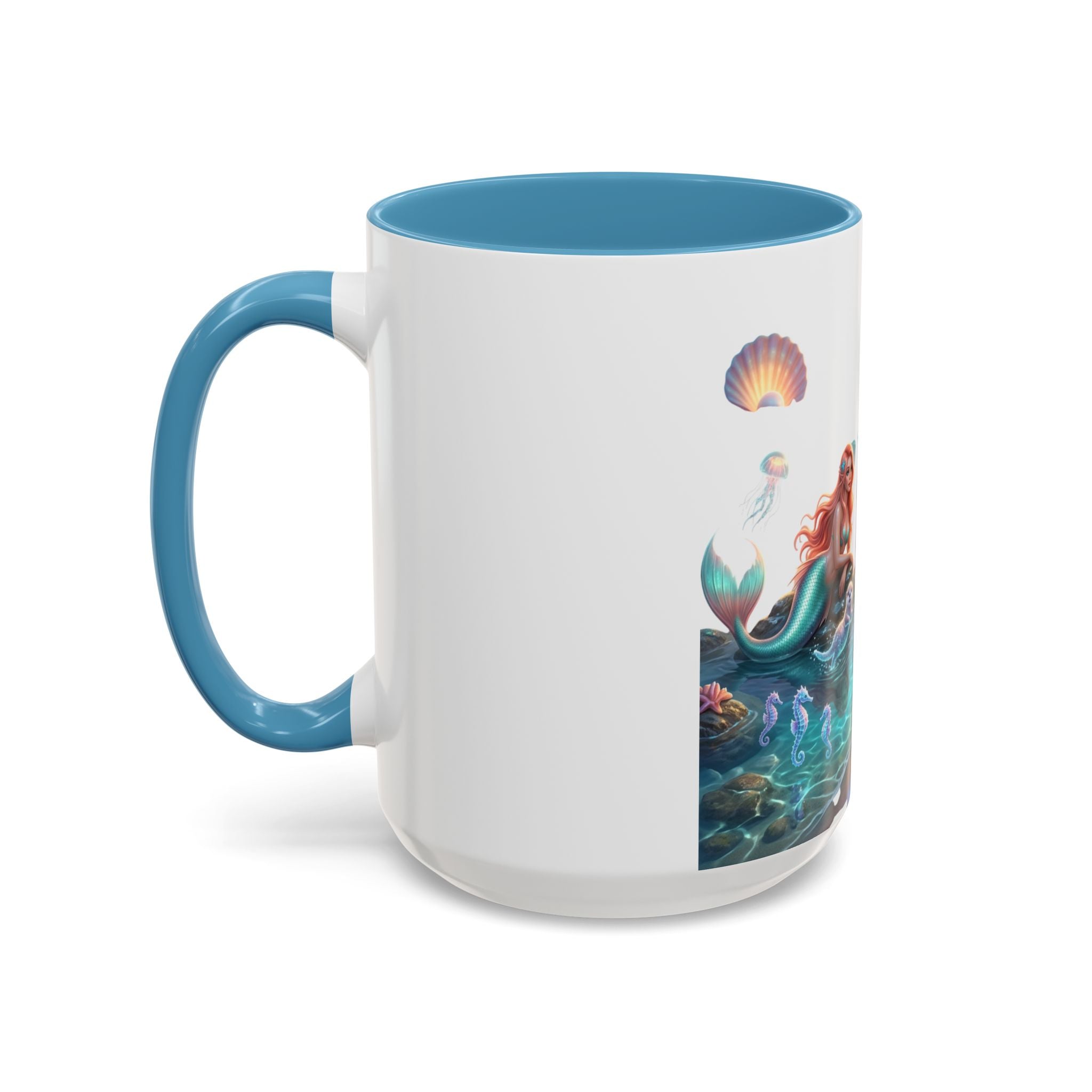 Mermaid Trio Accent Coffee Mug — Colorful Ocean Fantasy 11/15oz