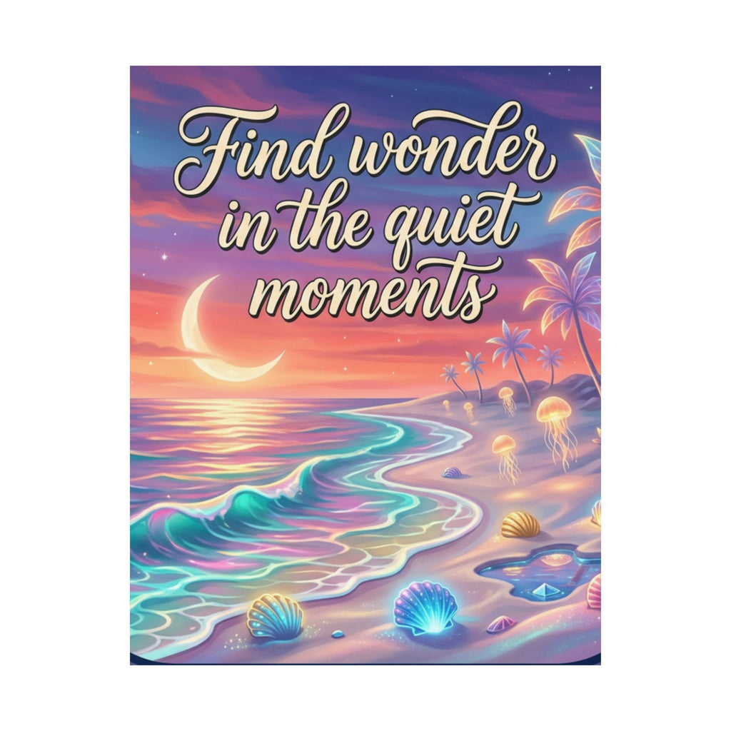 Find Wonder in the Quiet Moments Satin Poster — Inspirational Beach Wall Art