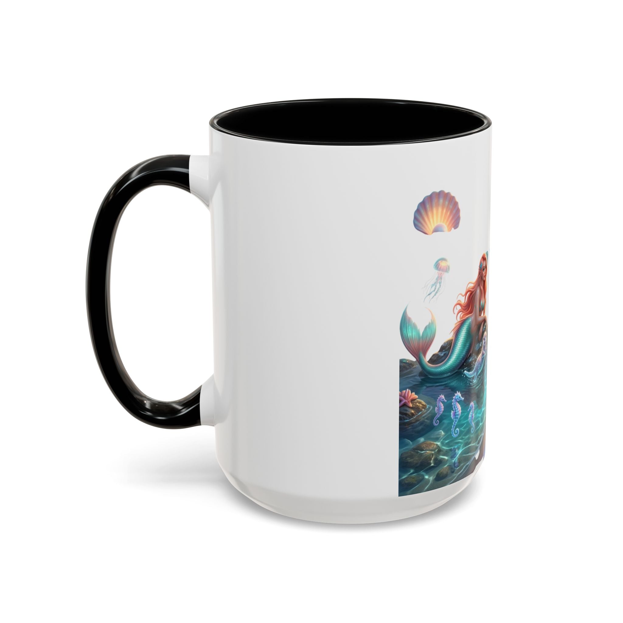 Mermaid Trio Accent Coffee Mug — Colorful Ocean Fantasy 11/15oz