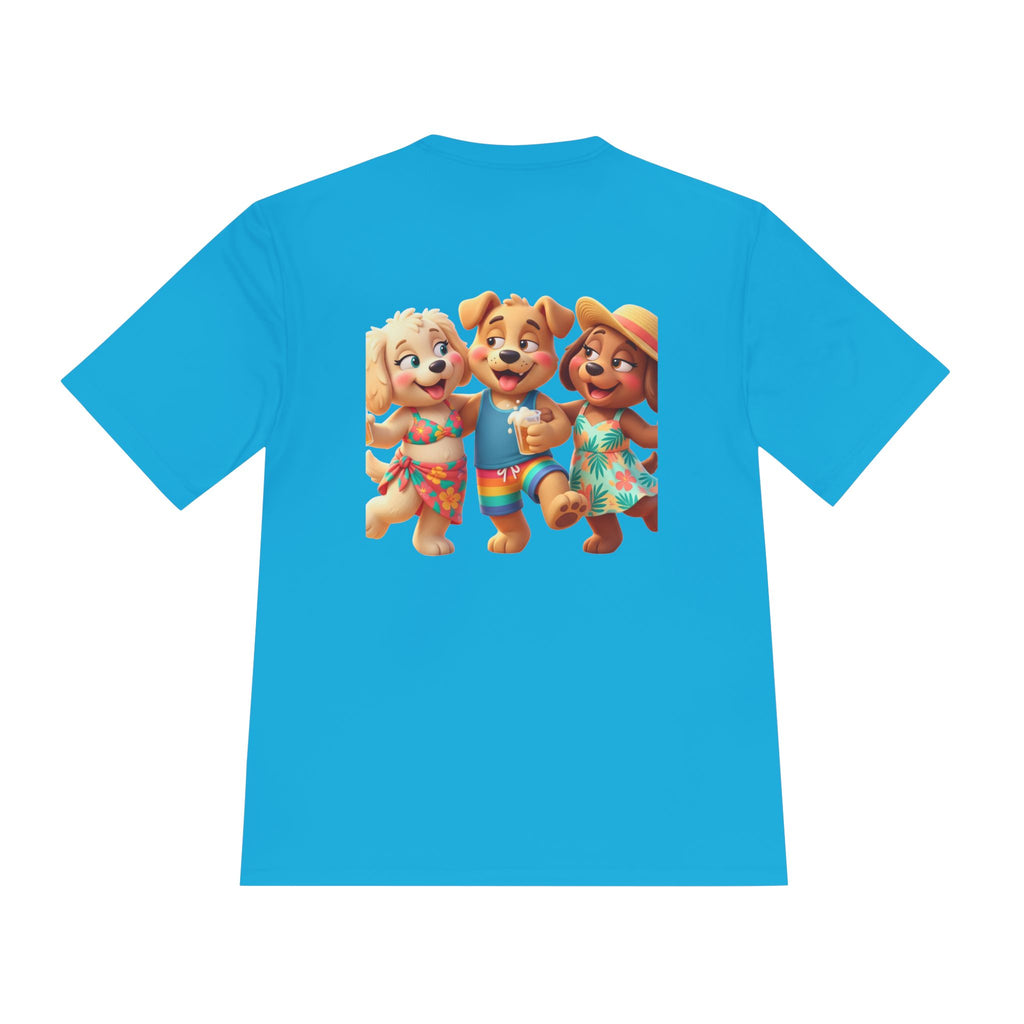 Beach Vibes Moisture-Wicking Tee — 'BEACH!!' Arch Logo