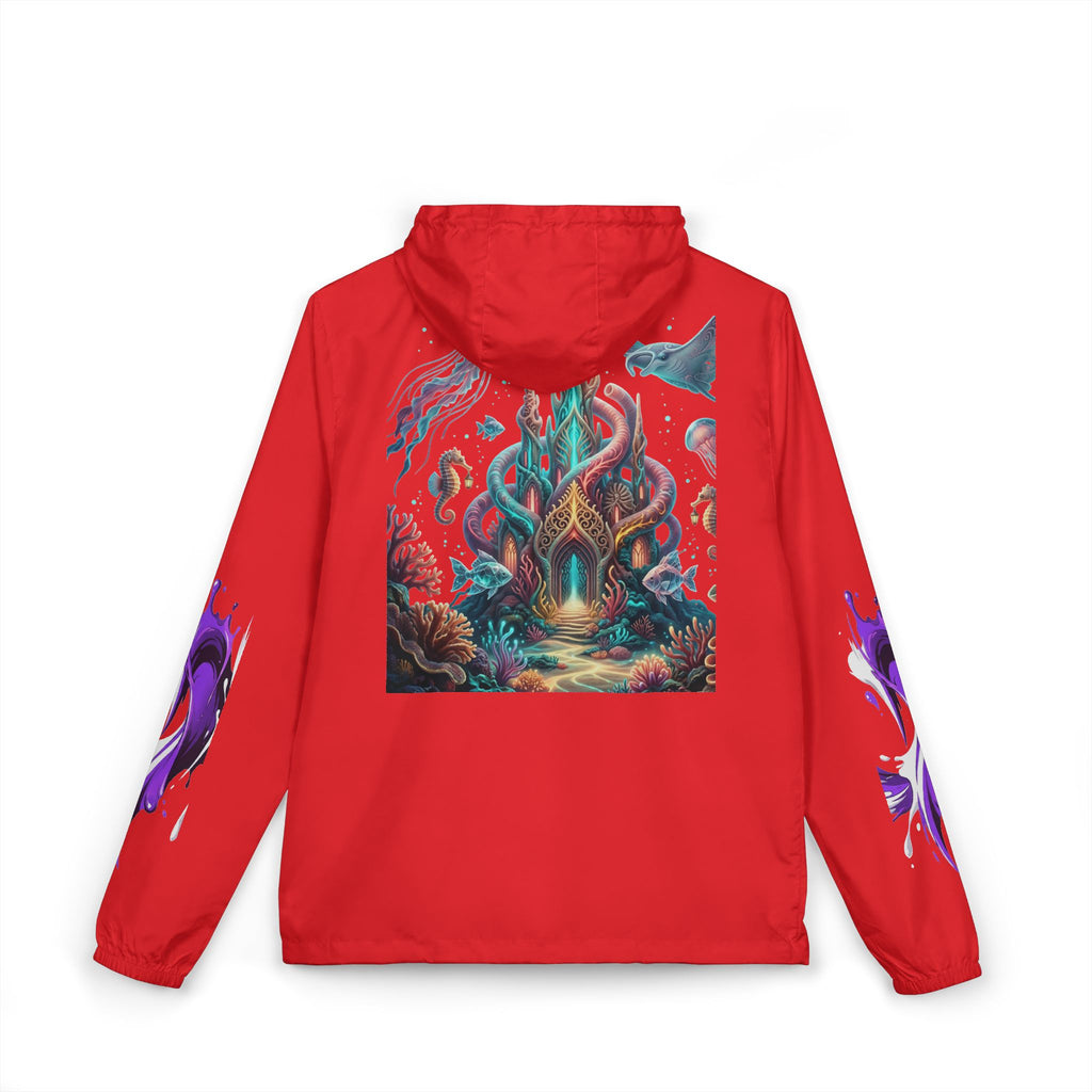 Windbreaker Jacket — Enchanted Coral Reef Print Hooded Shell