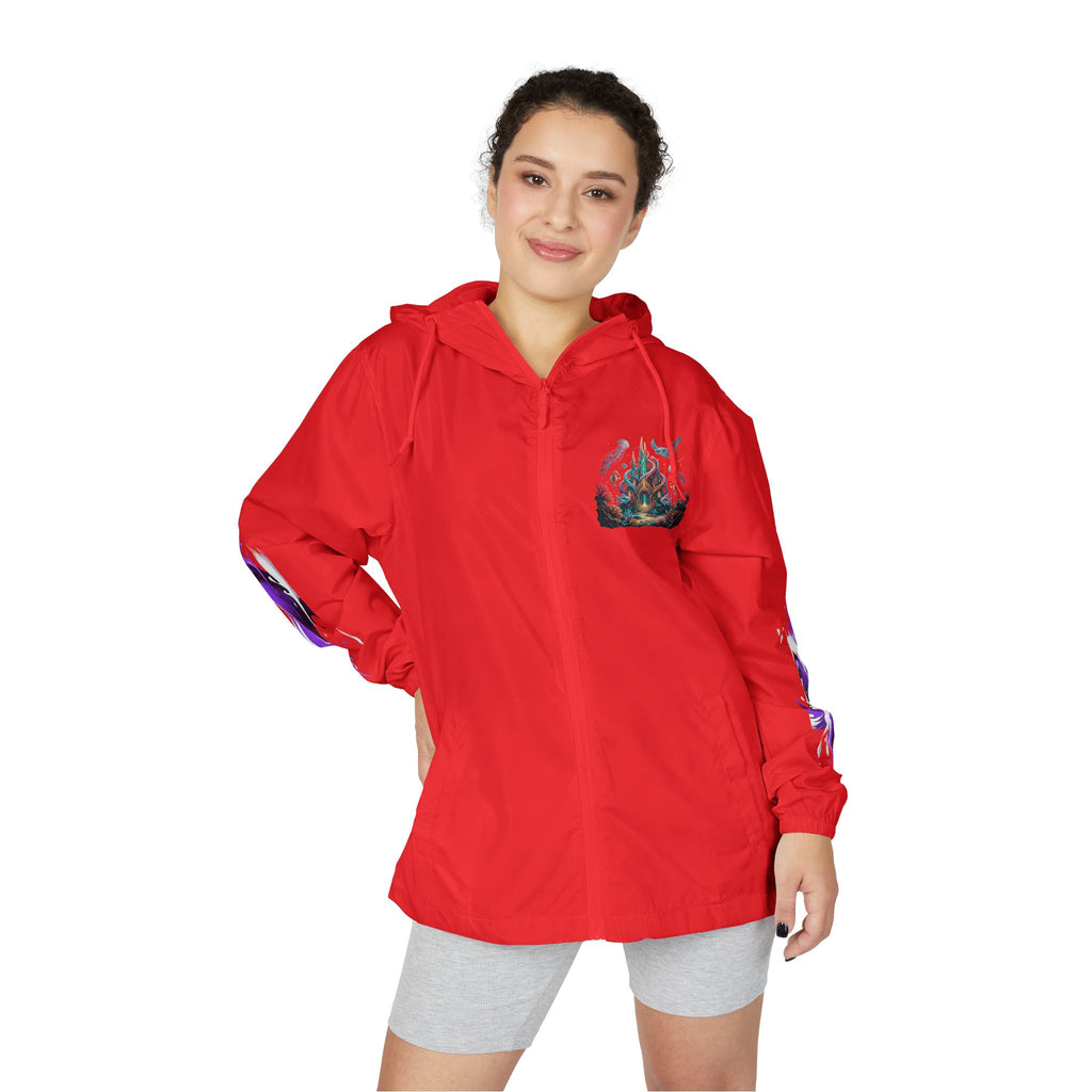Windbreaker Jacket — Enchanted Coral Reef Print Hooded Shell