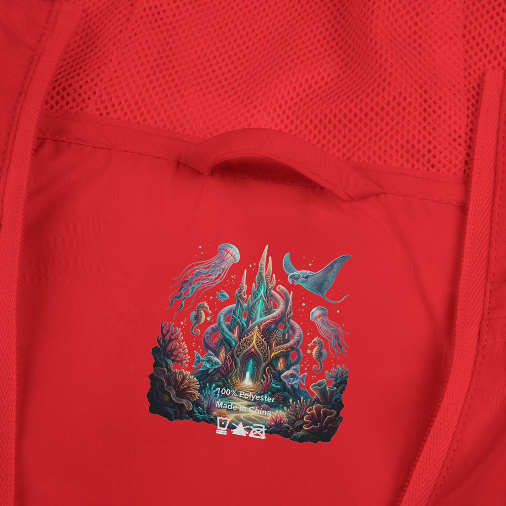 Windbreaker Jacket — Enchanted Coral Reef Print Hooded Shell