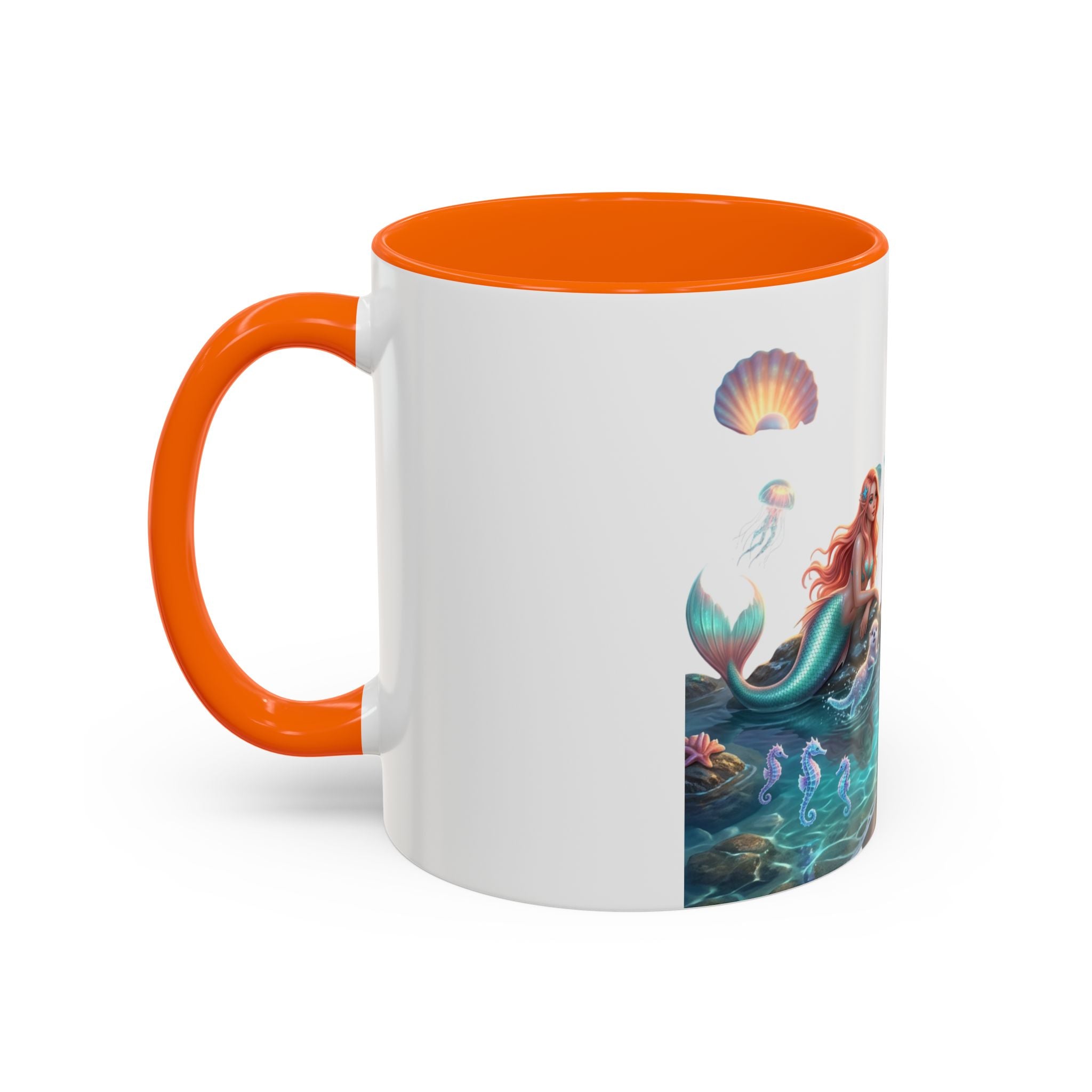 Mermaid Trio Accent Coffee Mug — Colorful Ocean Fantasy 11/15oz