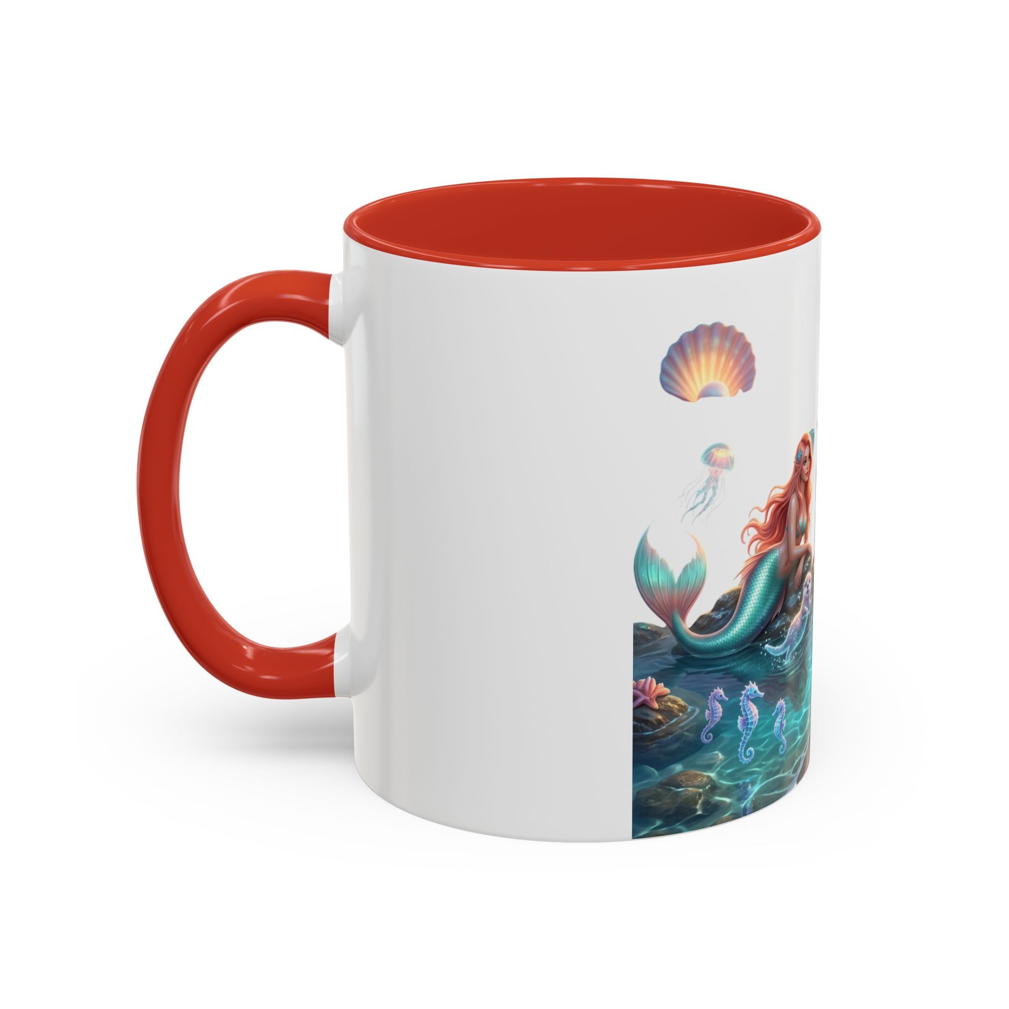 Mermaid Trio Accent Coffee Mug — Colorful Ocean Fantasy 11/15oz