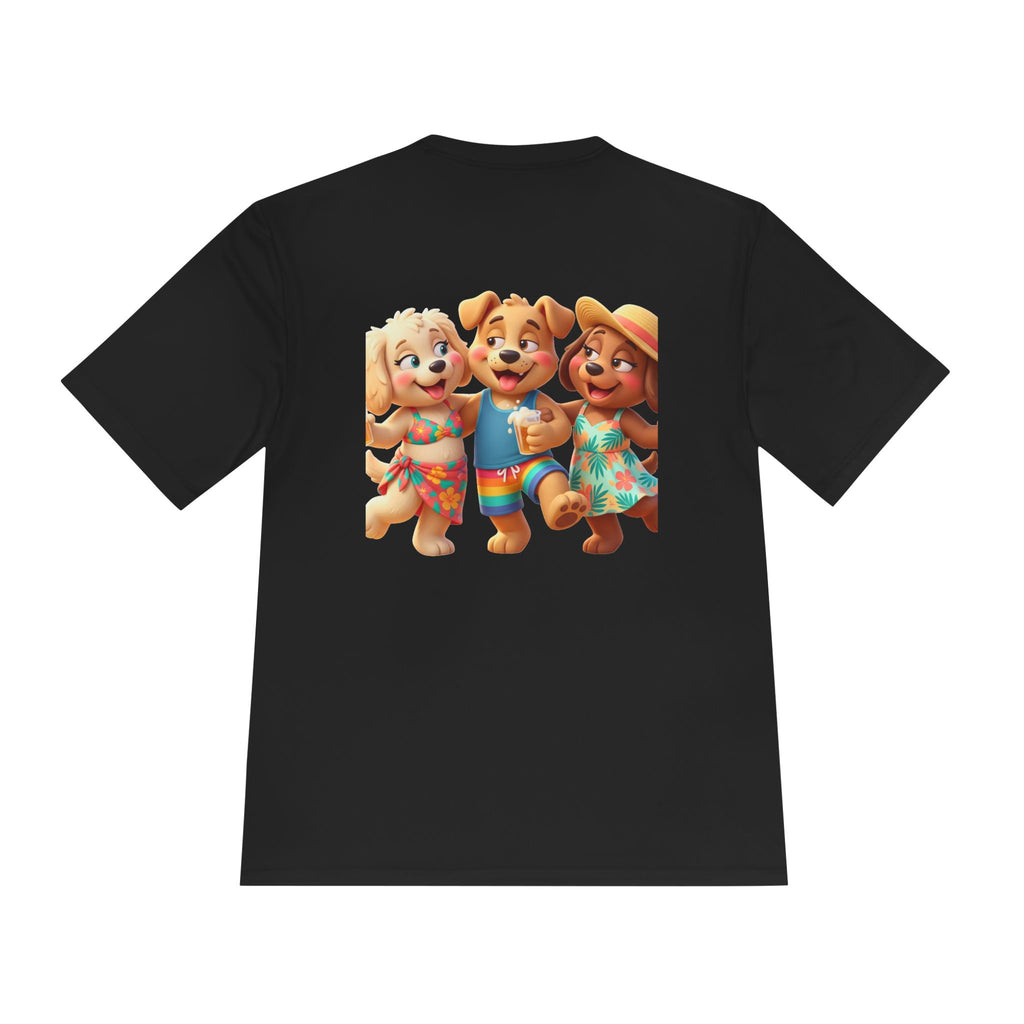 Beach Vibes Moisture-Wicking Tee — 'BEACH!!' Arch Logo