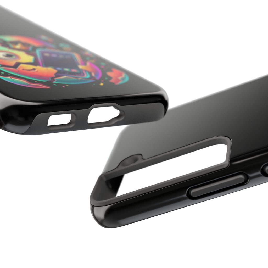 Hatchling Phone Case — Cute Neon Egg Character Holding Smartphone