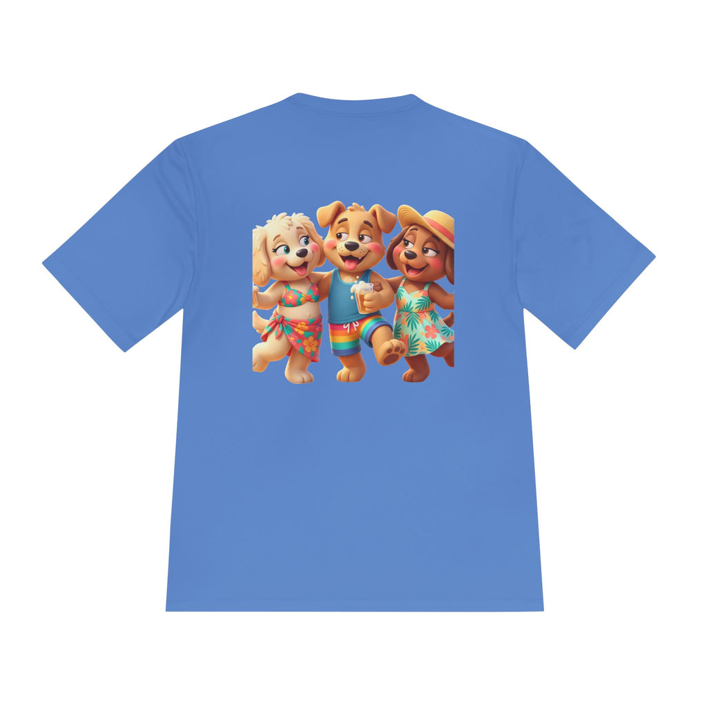 Beach Vibes Moisture-Wicking Tee — 'BEACH!!' Arch Logo