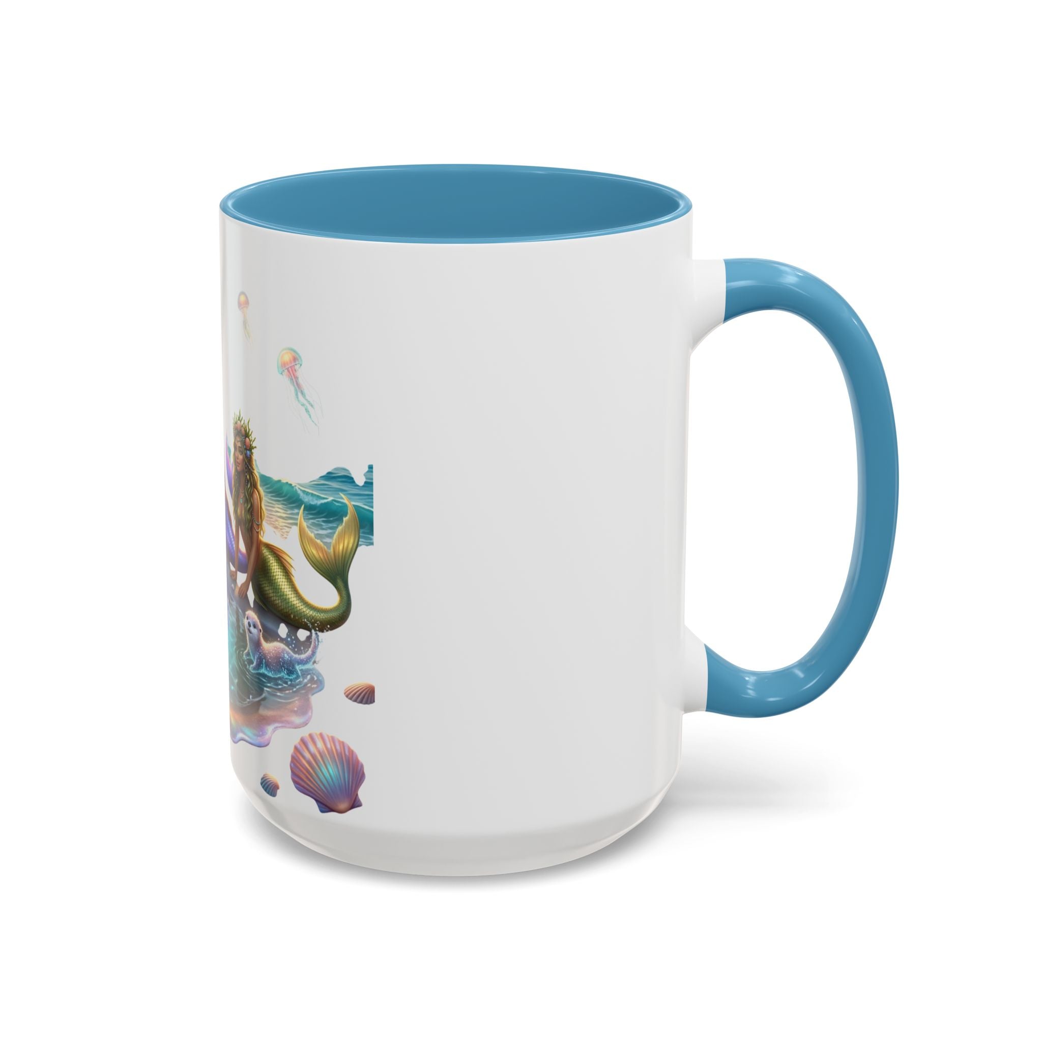 Mermaid Trio Accent Coffee Mug — Colorful Ocean Fantasy 11/15oz