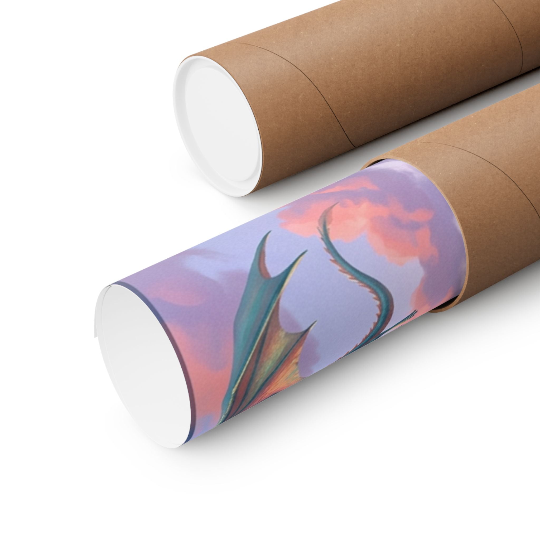 Dragon Sunset Matte Vertical Poster — Fantasy Castle Wall Art
